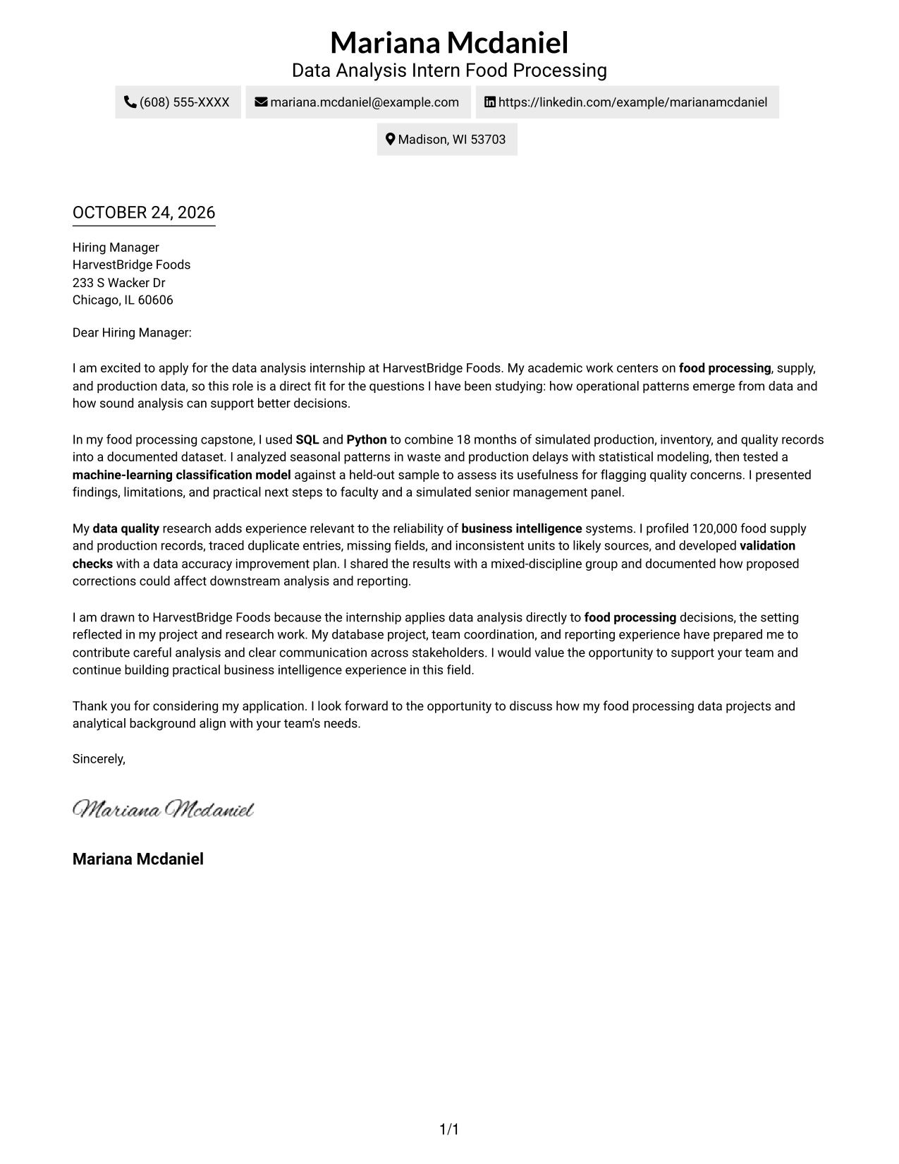 Cover letter example — page 1