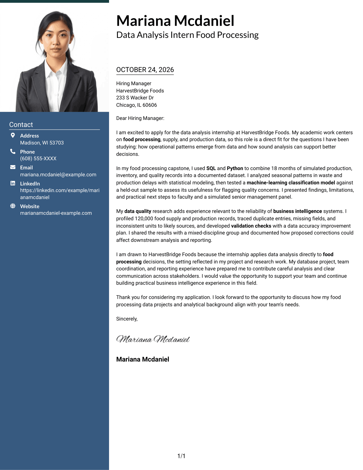Cover letter example — page 1