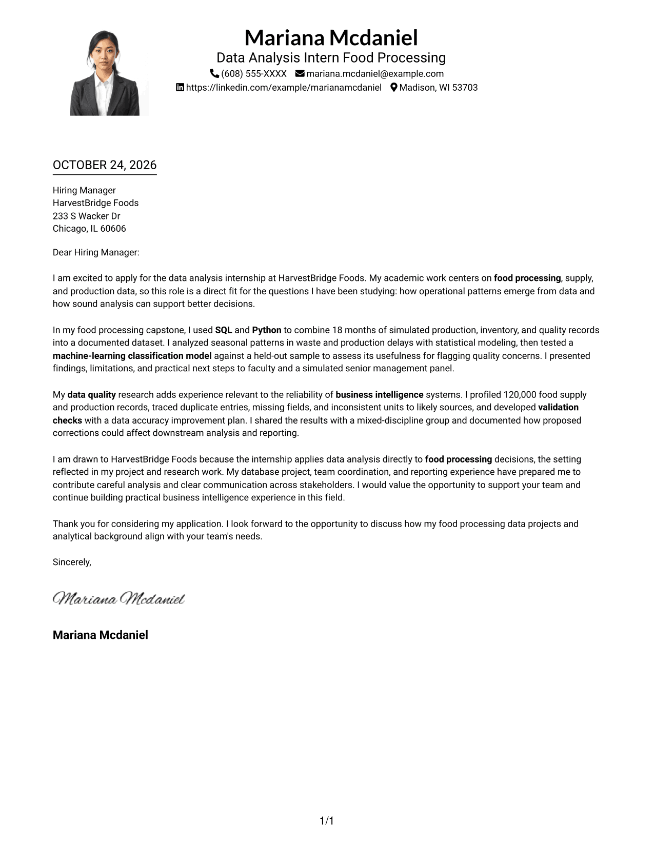 Cover letter example — page 1