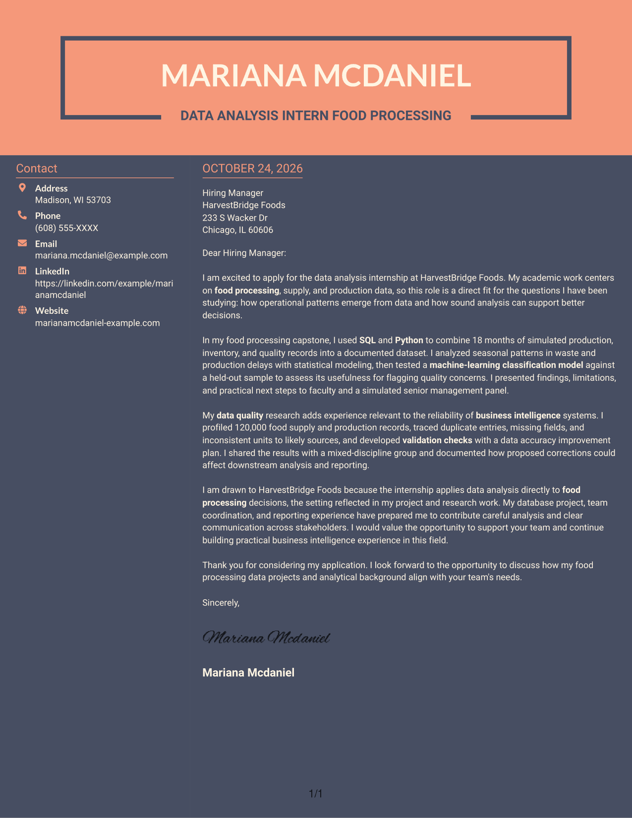 Cover letter example — page 1