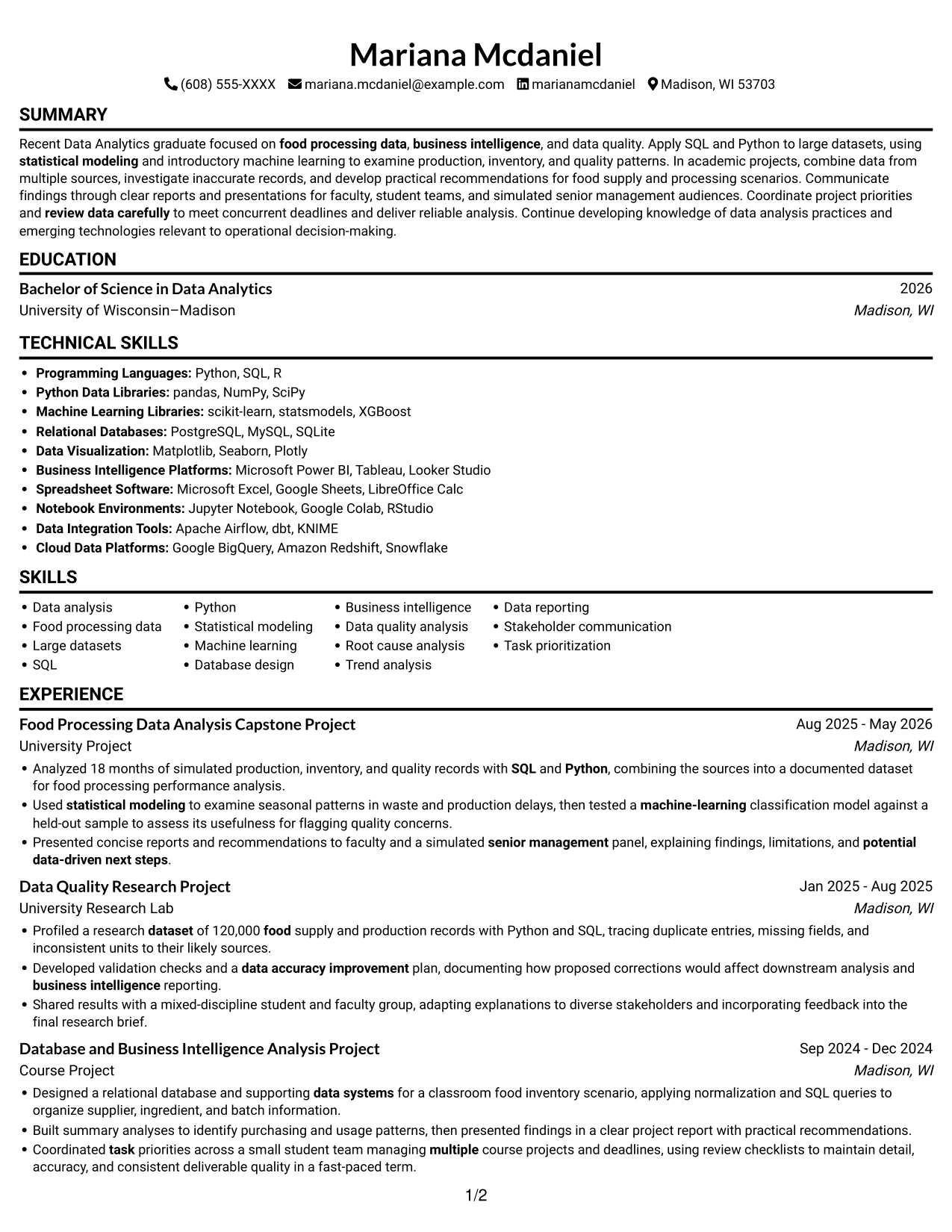 Resume example — page 1