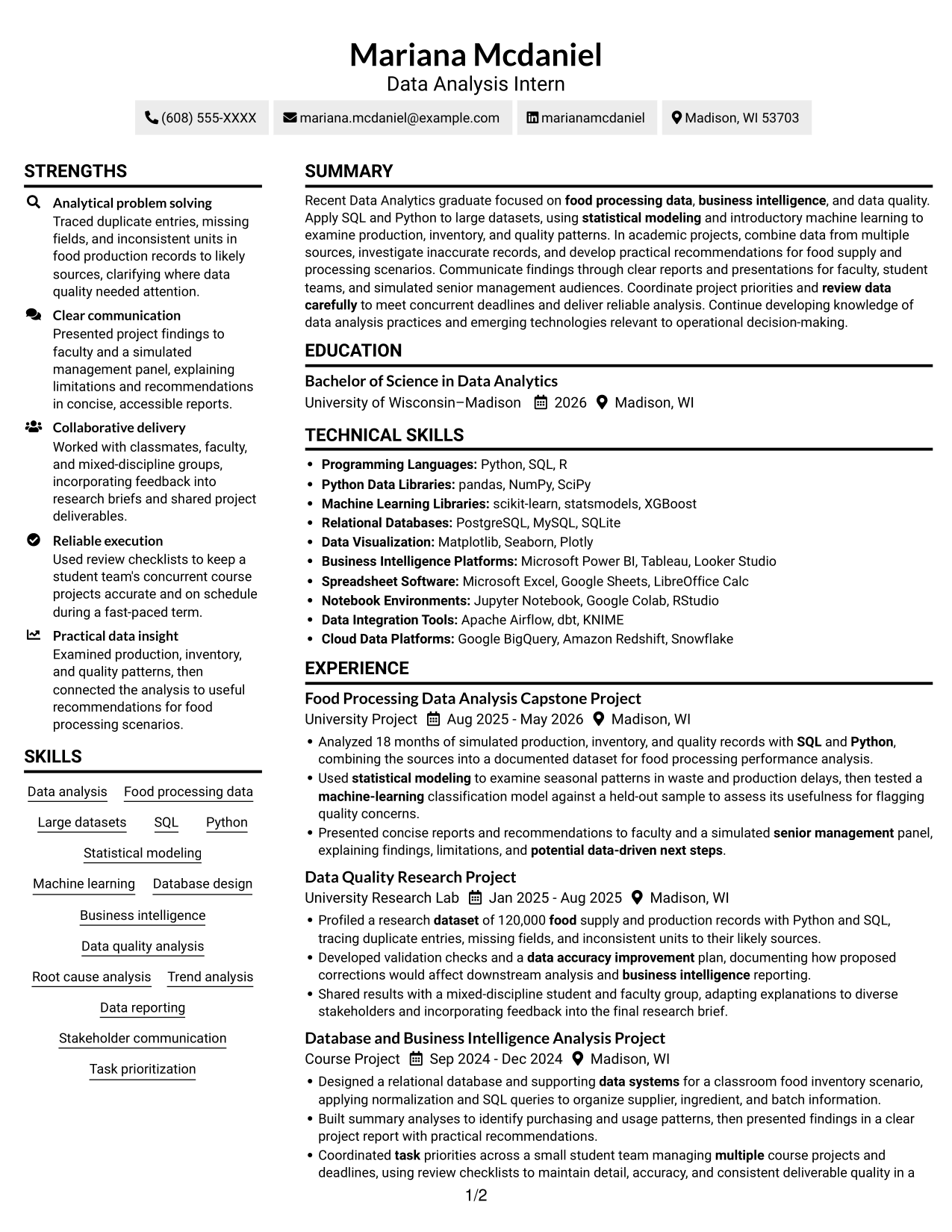 Resume example — page 1