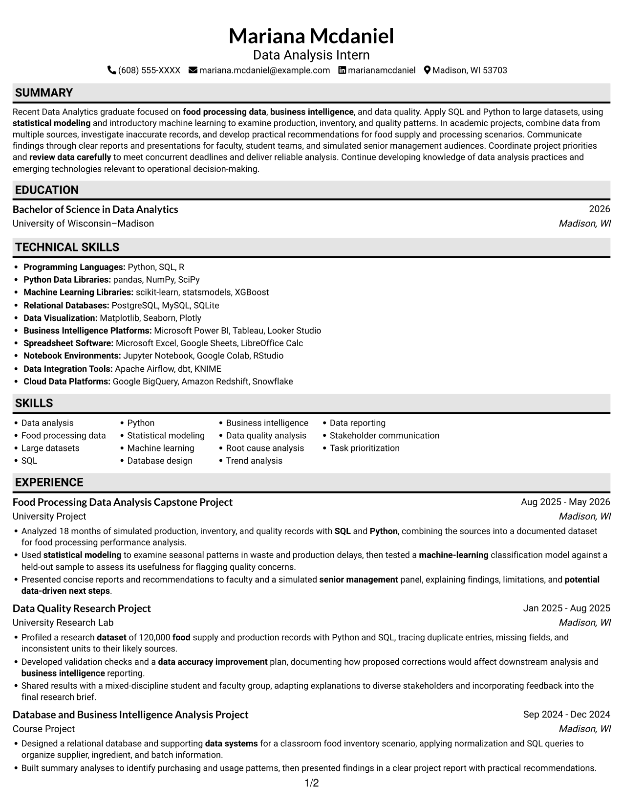 Resume example — page 1