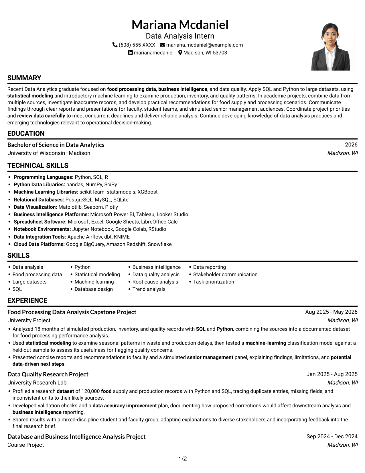 Resume example — page 1