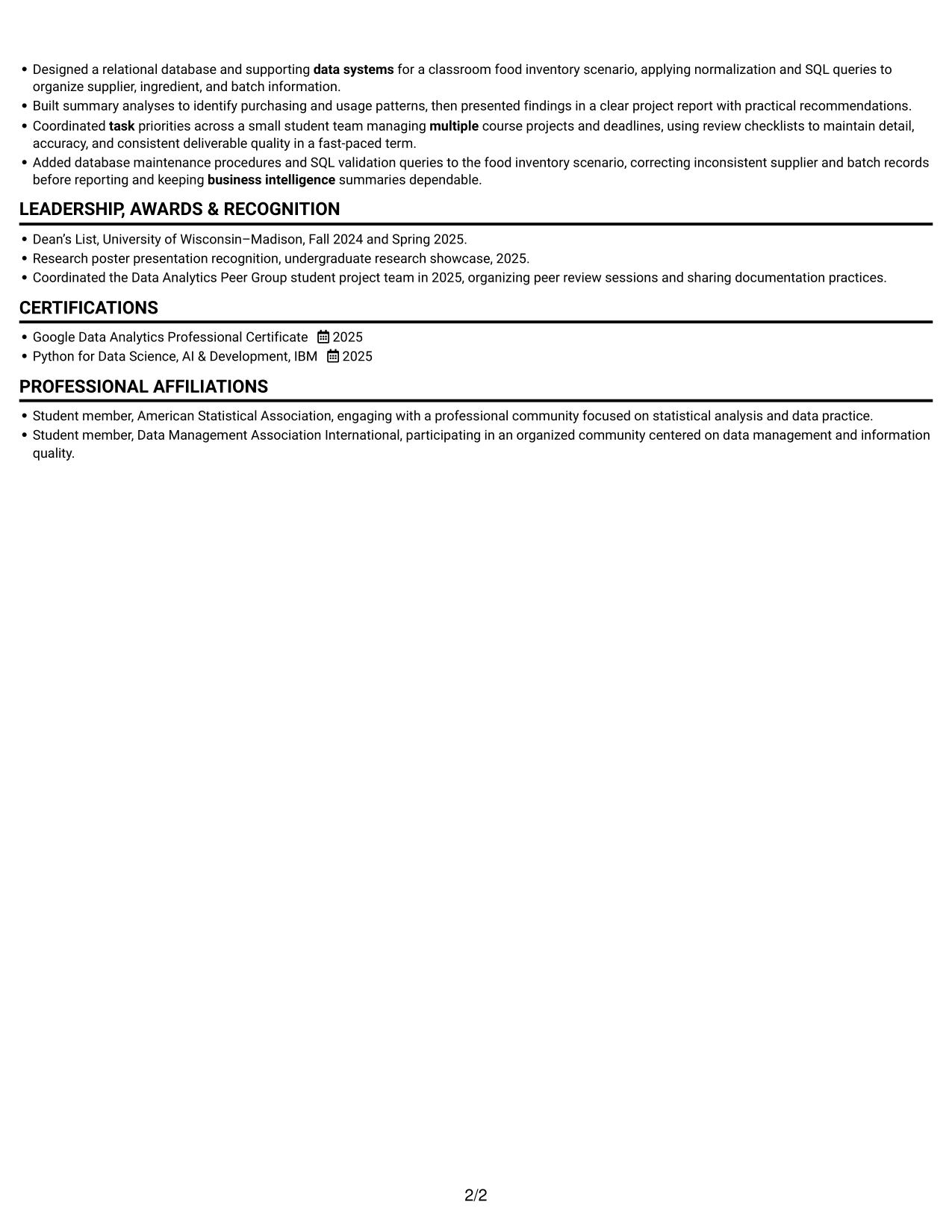 Resume example — page 2