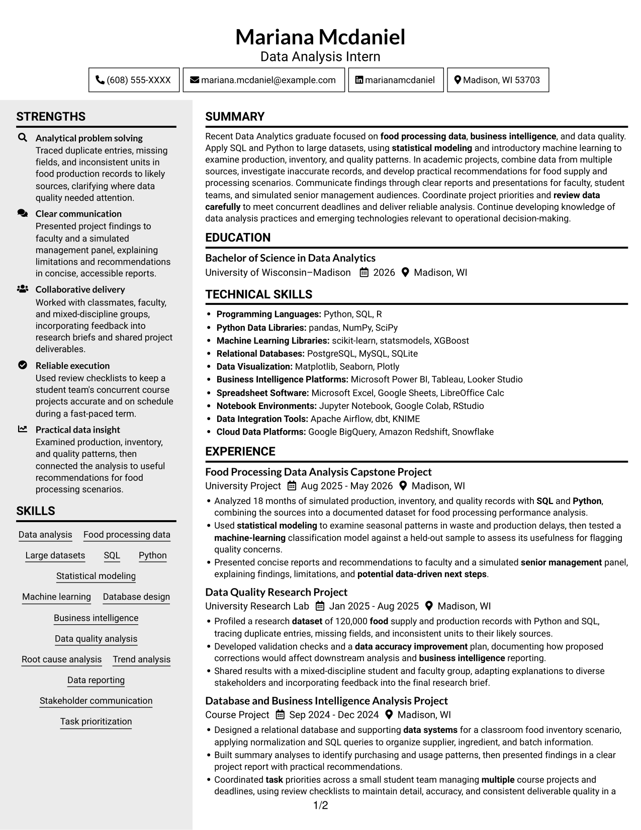 Resume example — page 1