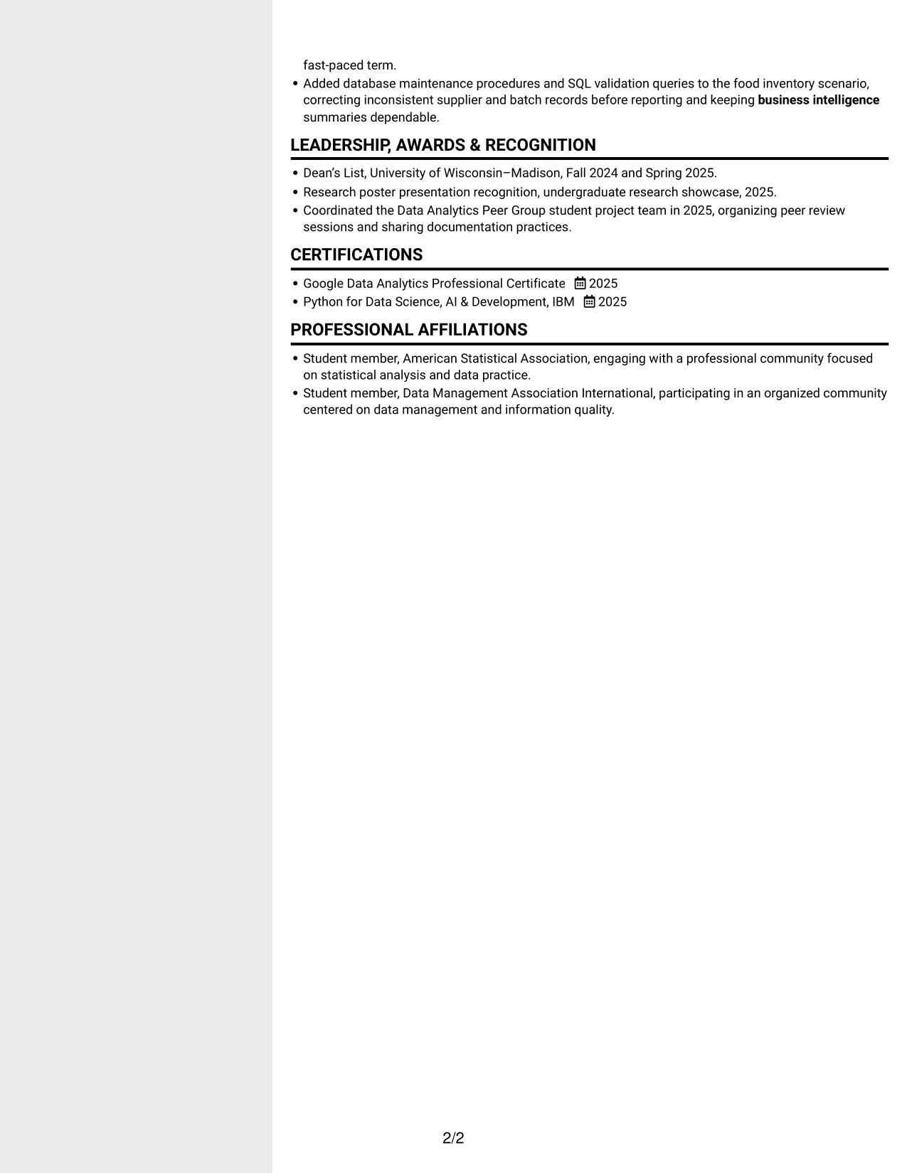 Resume example — page 2