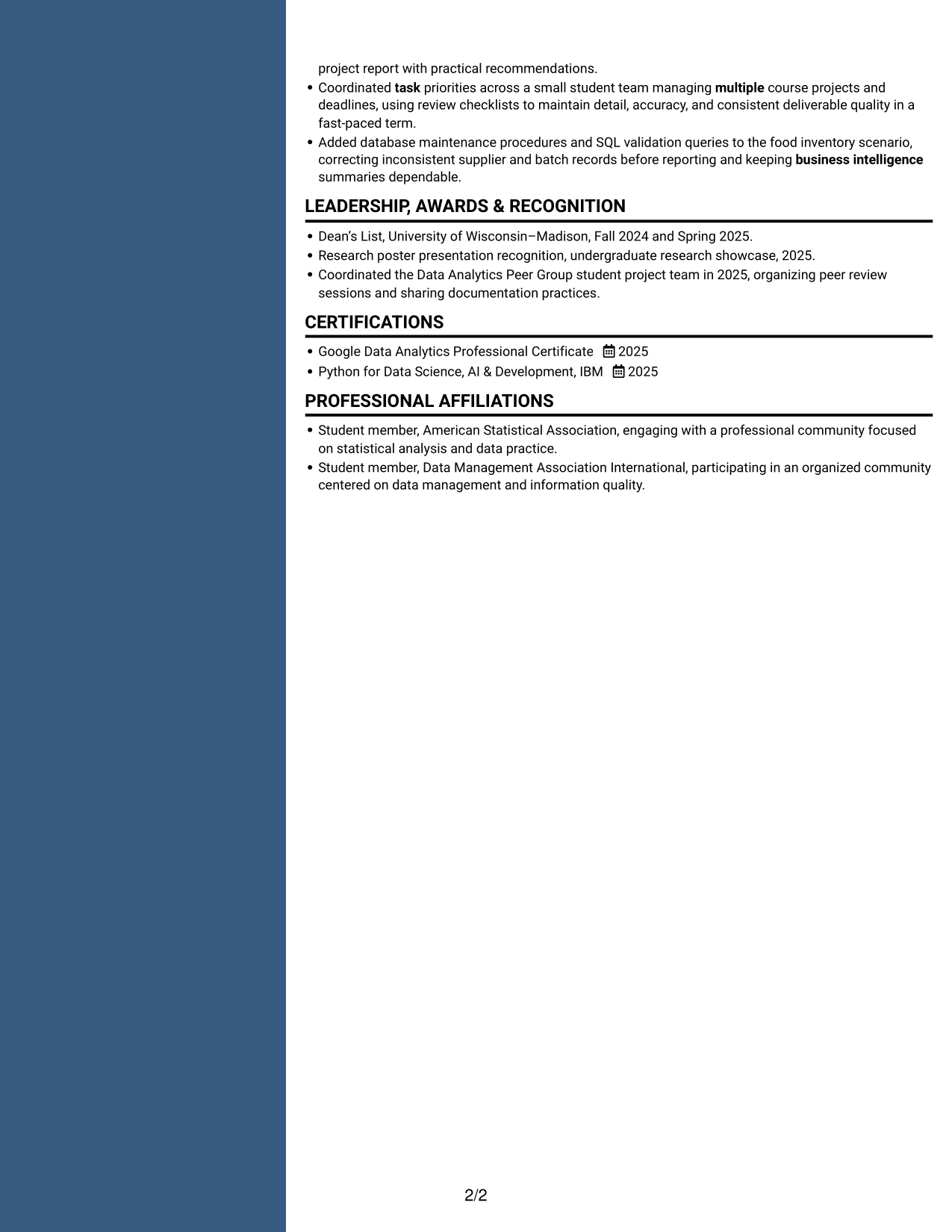 Resume example — page 2