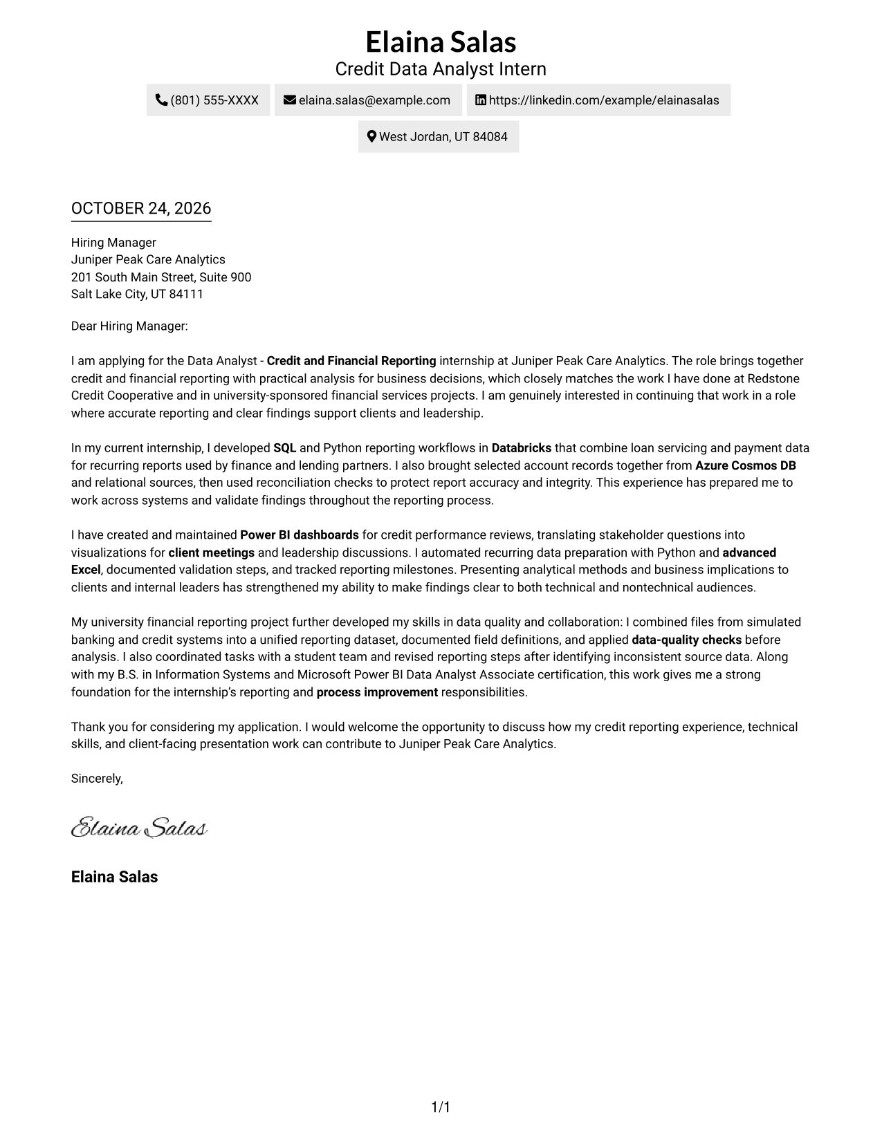 Cover letter example — page 1