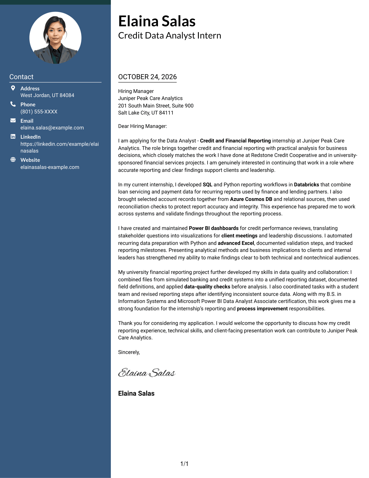 Cover letter example — page 1