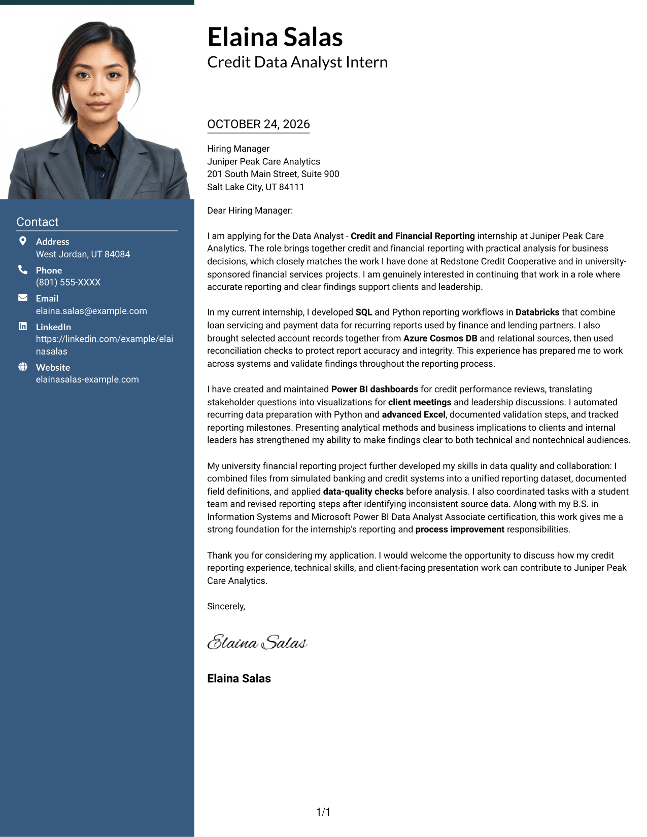 Cover letter example — page 1