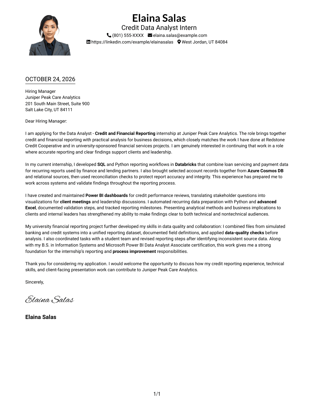 Cover letter example — page 1