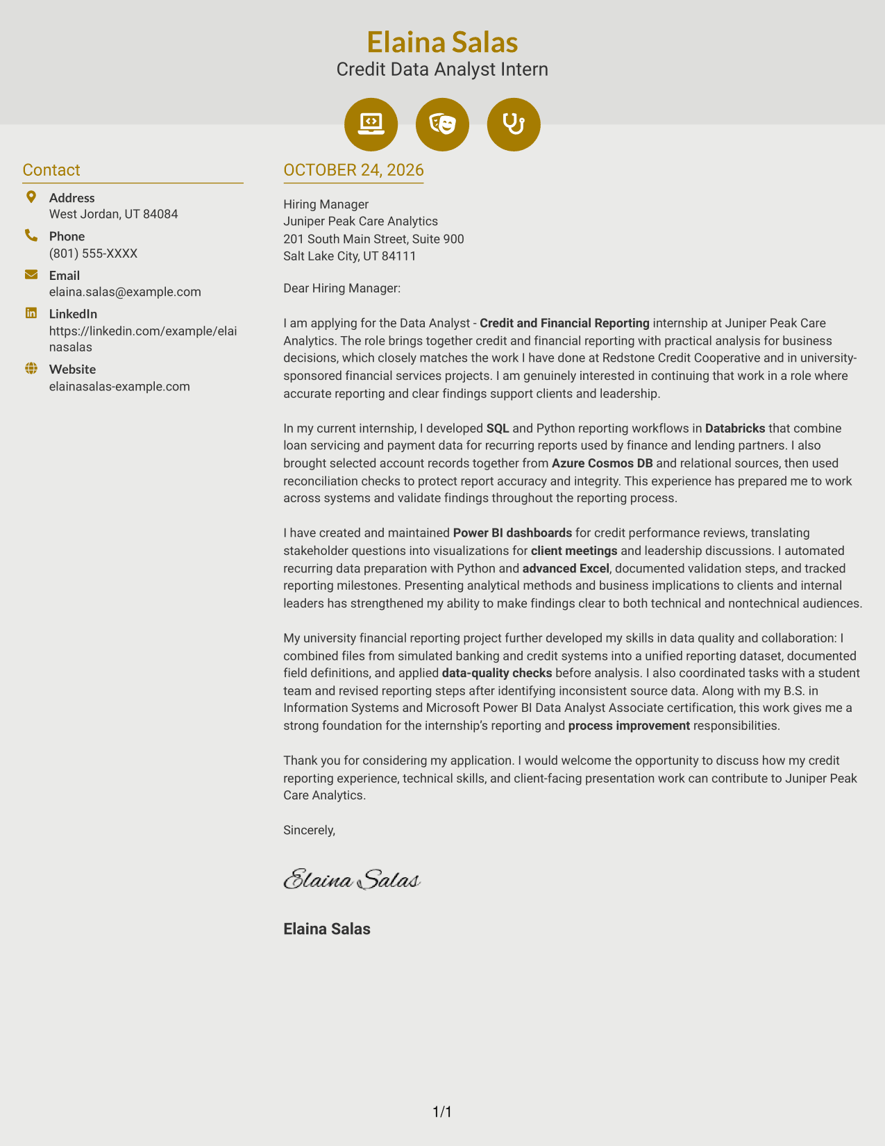 Cover letter example — page 1
