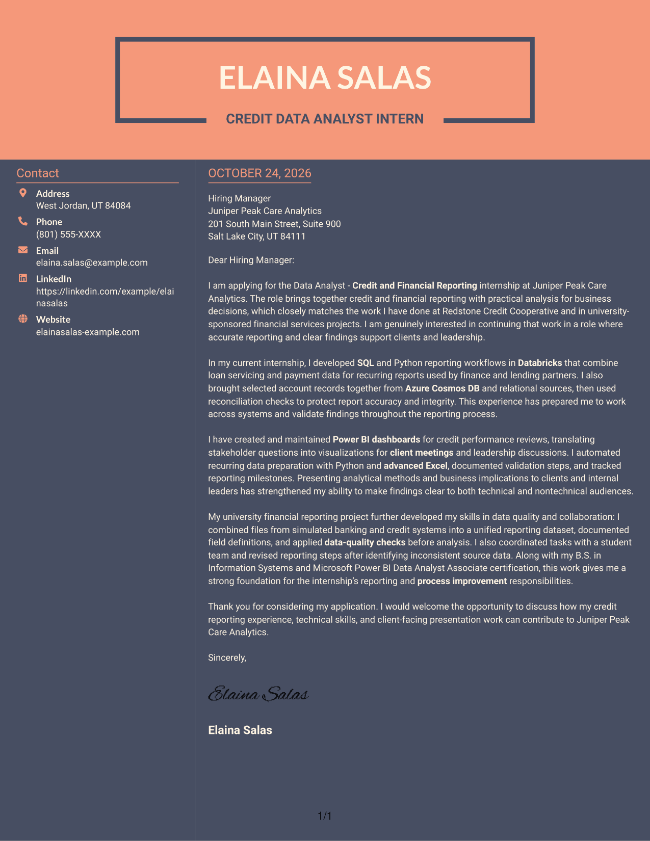 Cover letter example — page 1