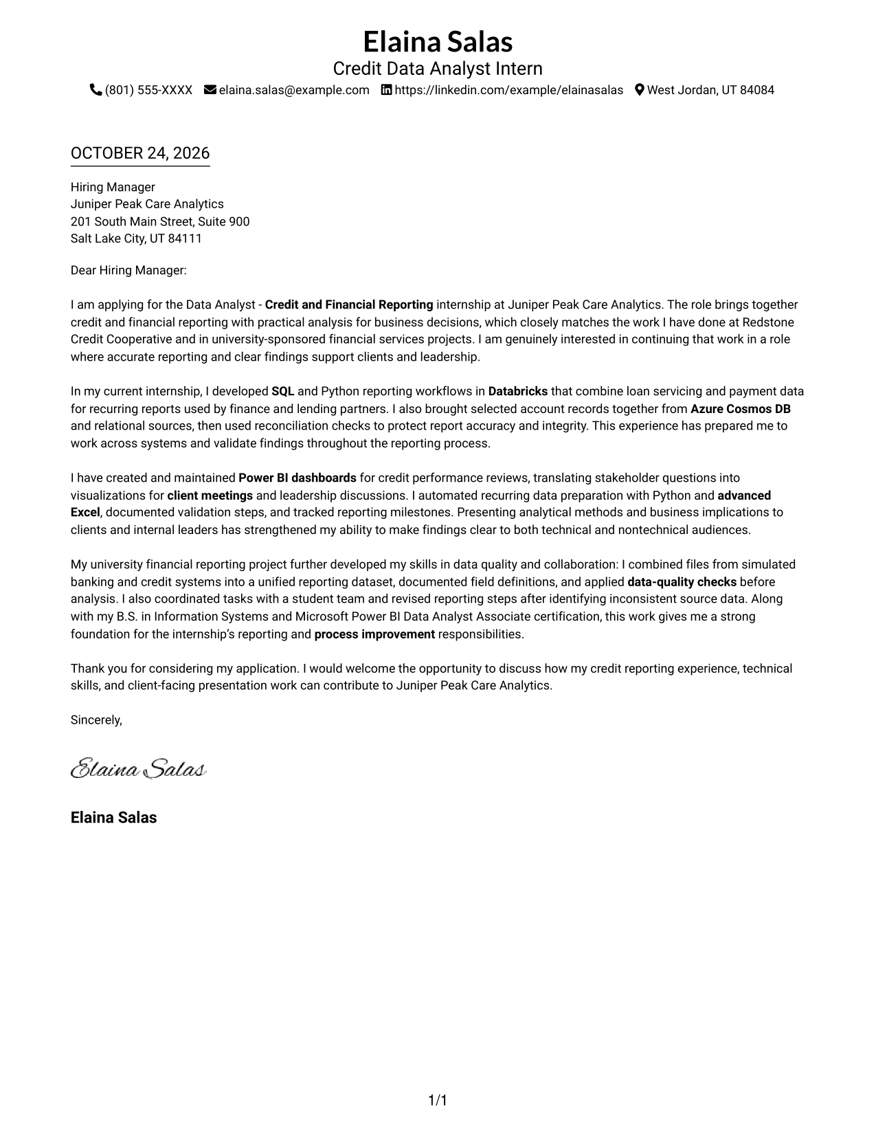 Cover letter example — page 1