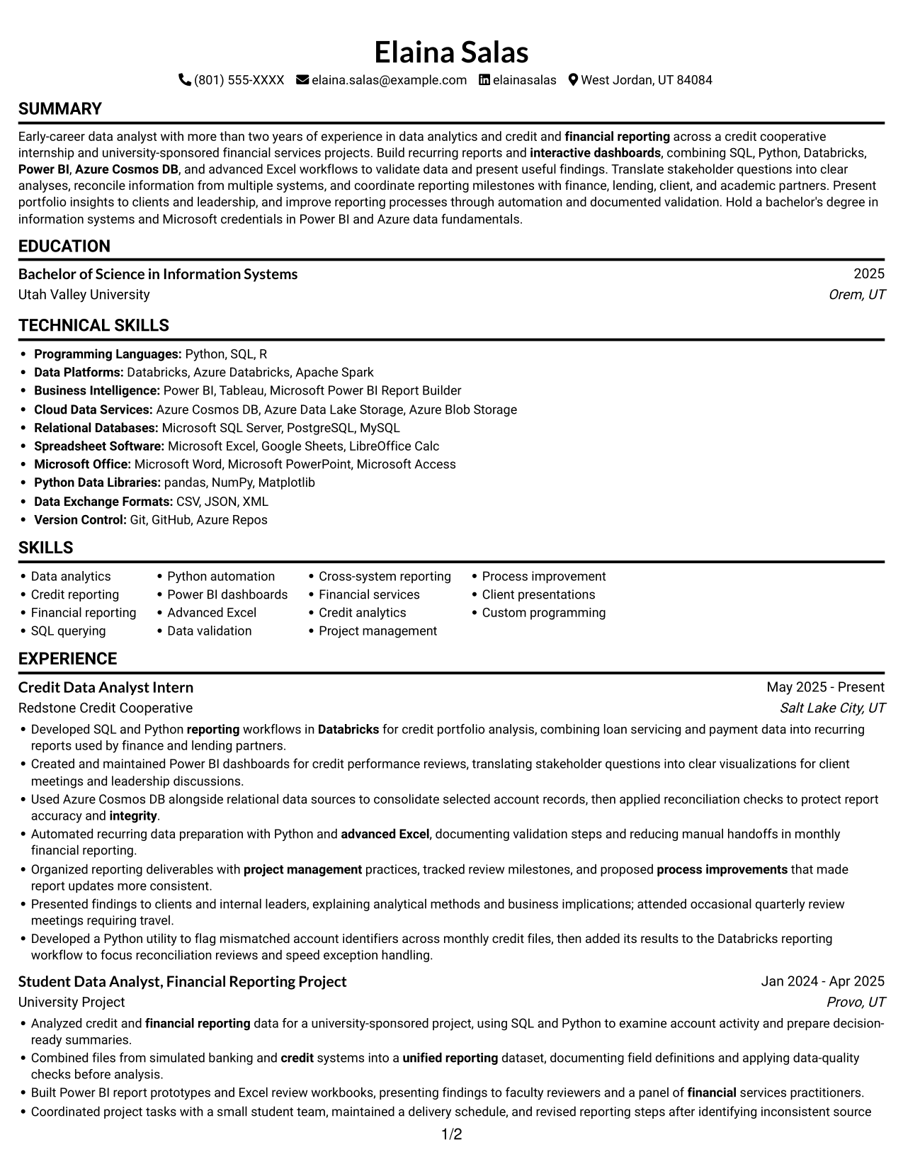 Resume example — page 1