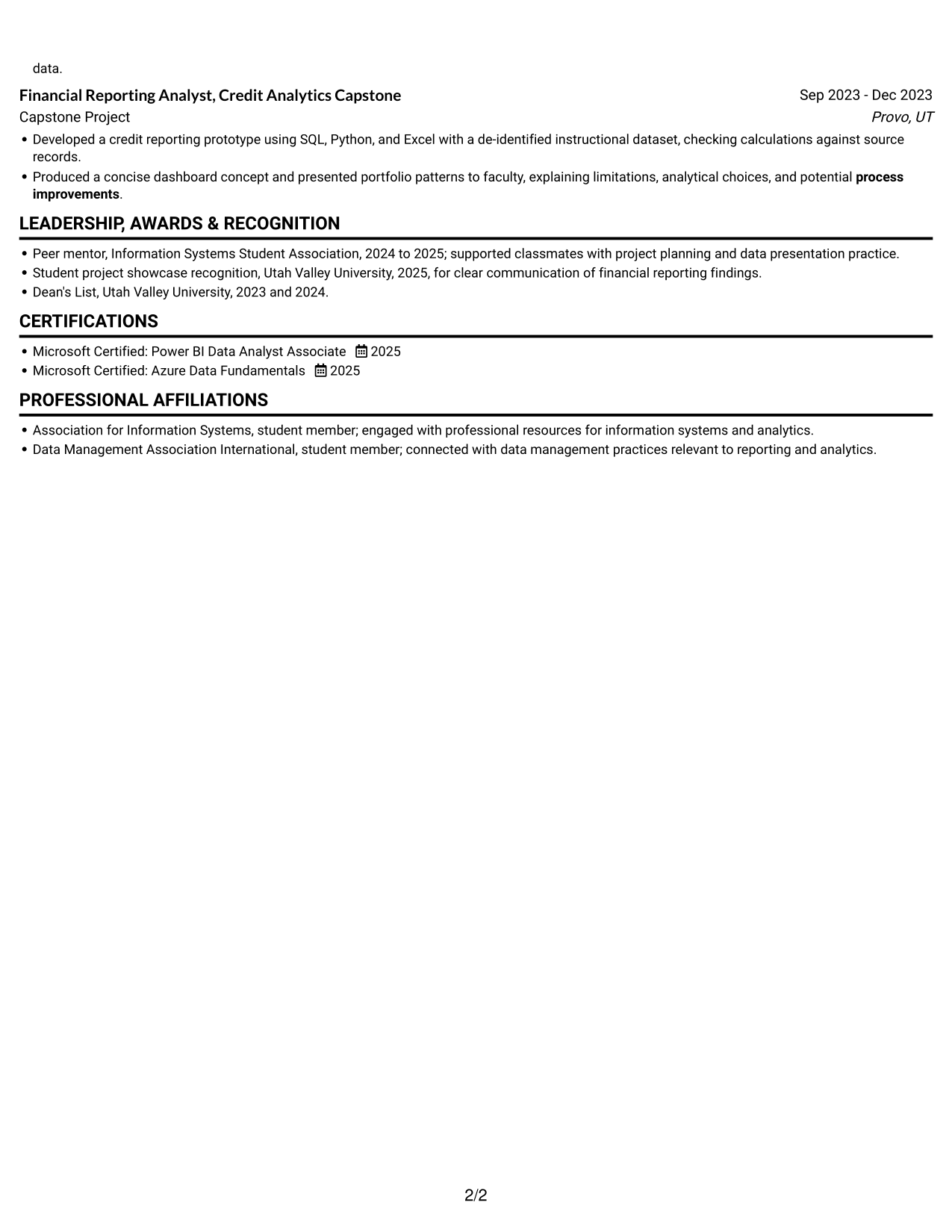Resume example — page 2