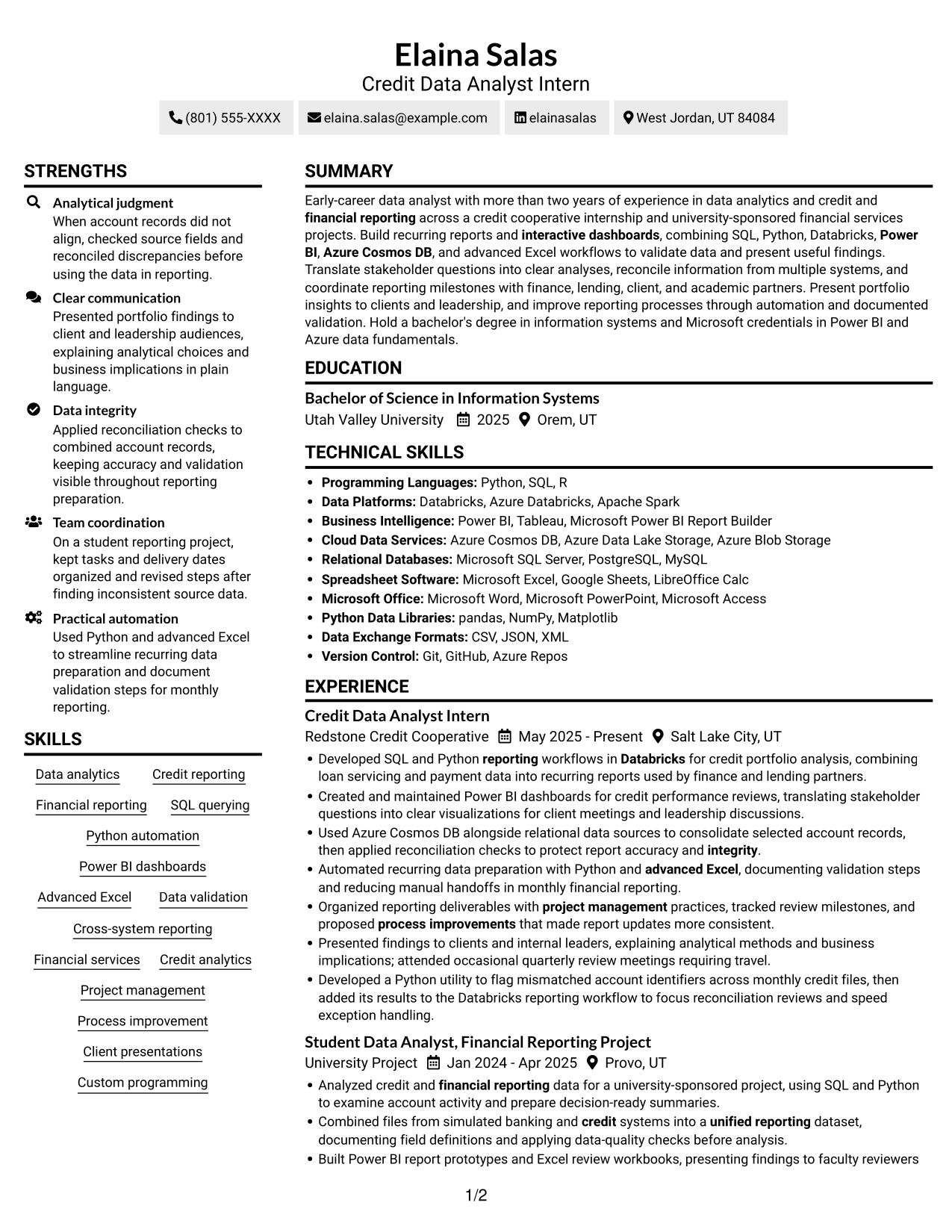 Resume example — page 1