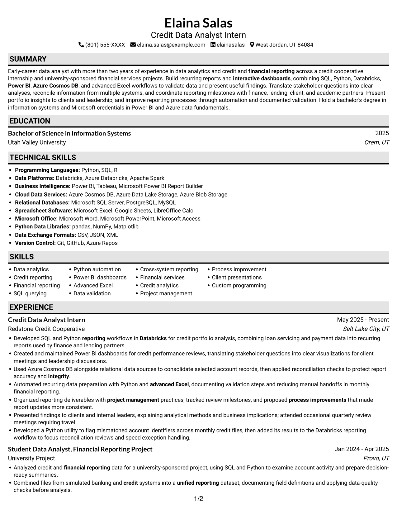 Resume example — page 1