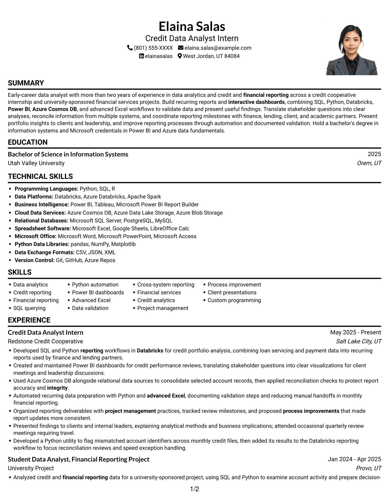 Resume example — page 1