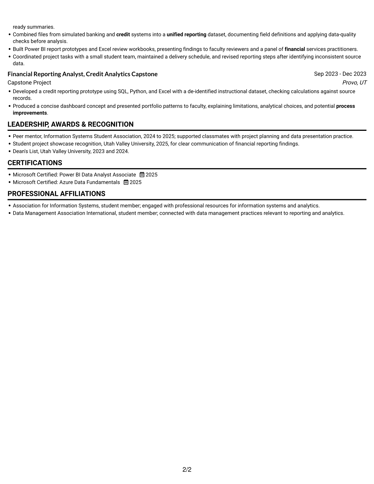 Resume example — page 2