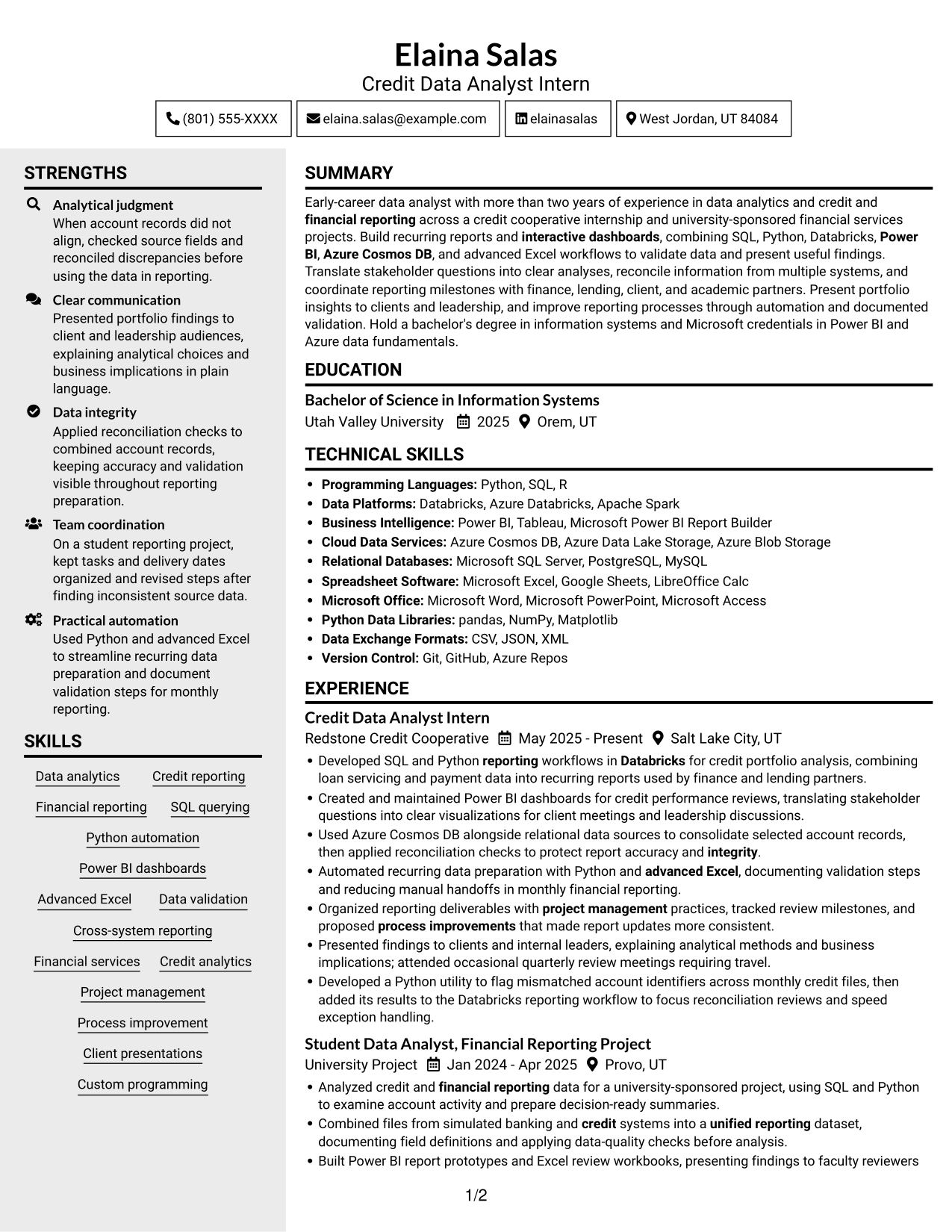 Resume example — page 1