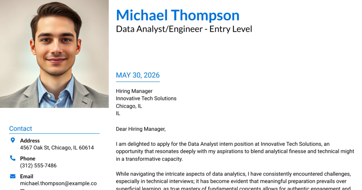 30+ Data Analyst/Engineer - Entry Level Cover Letter Templates with Example 2026
