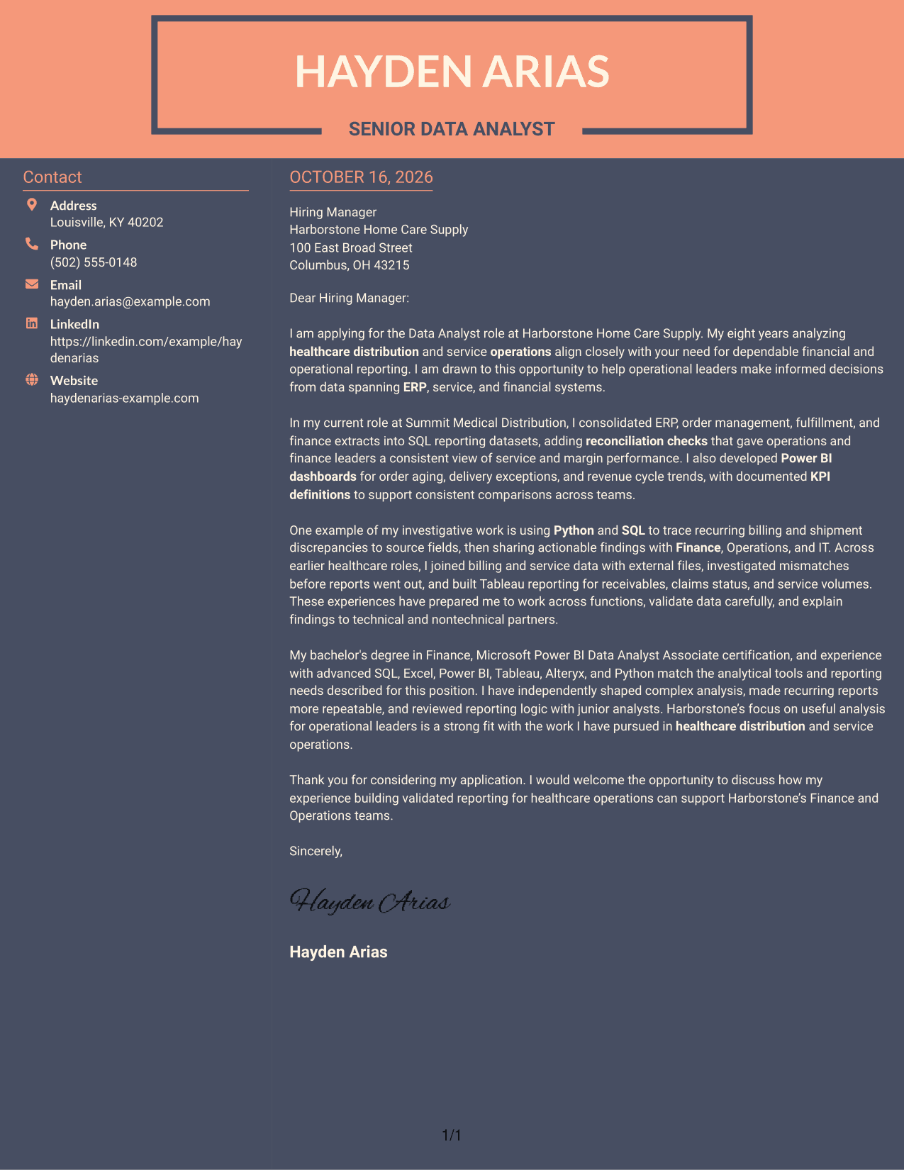 Cover letter example — page 1