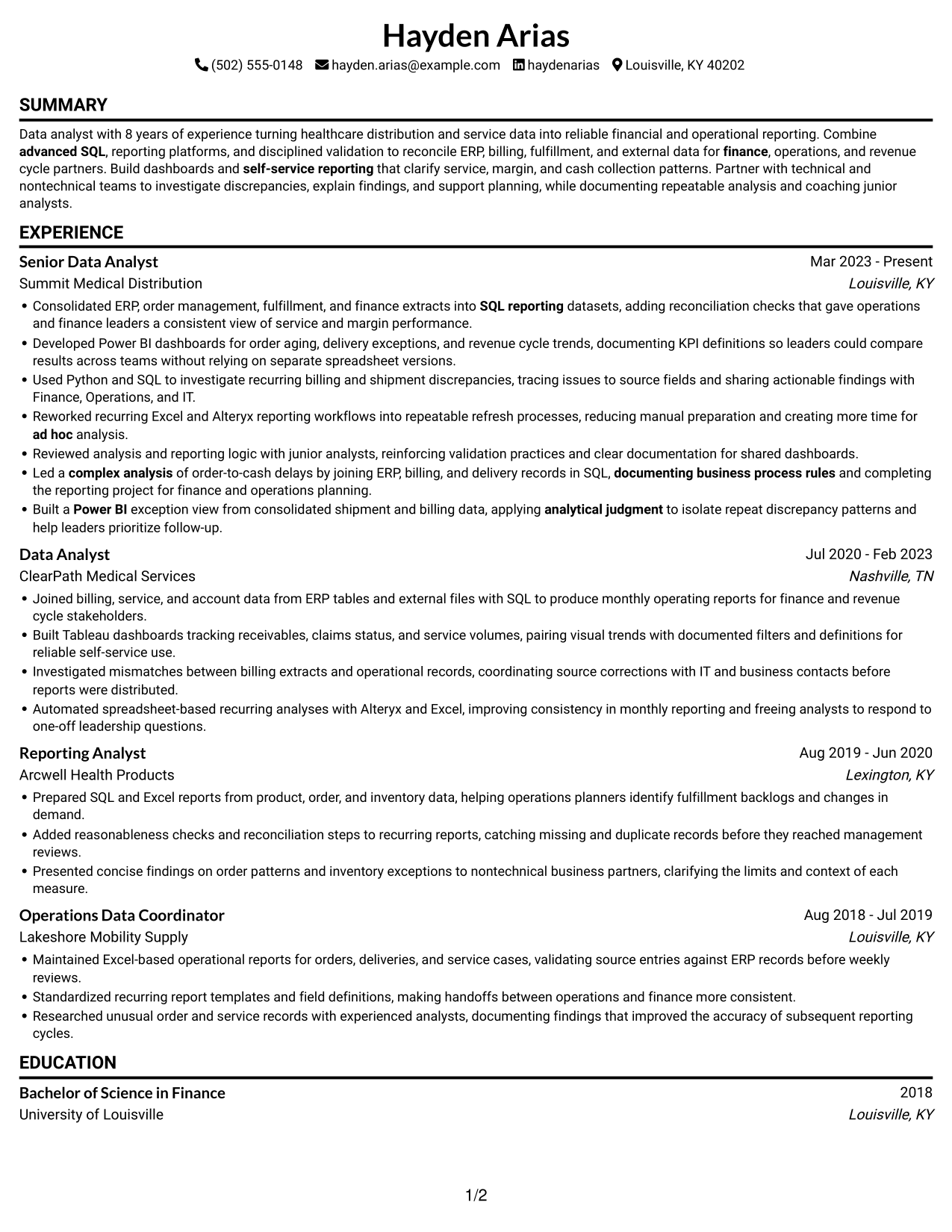 Resume example — page 1