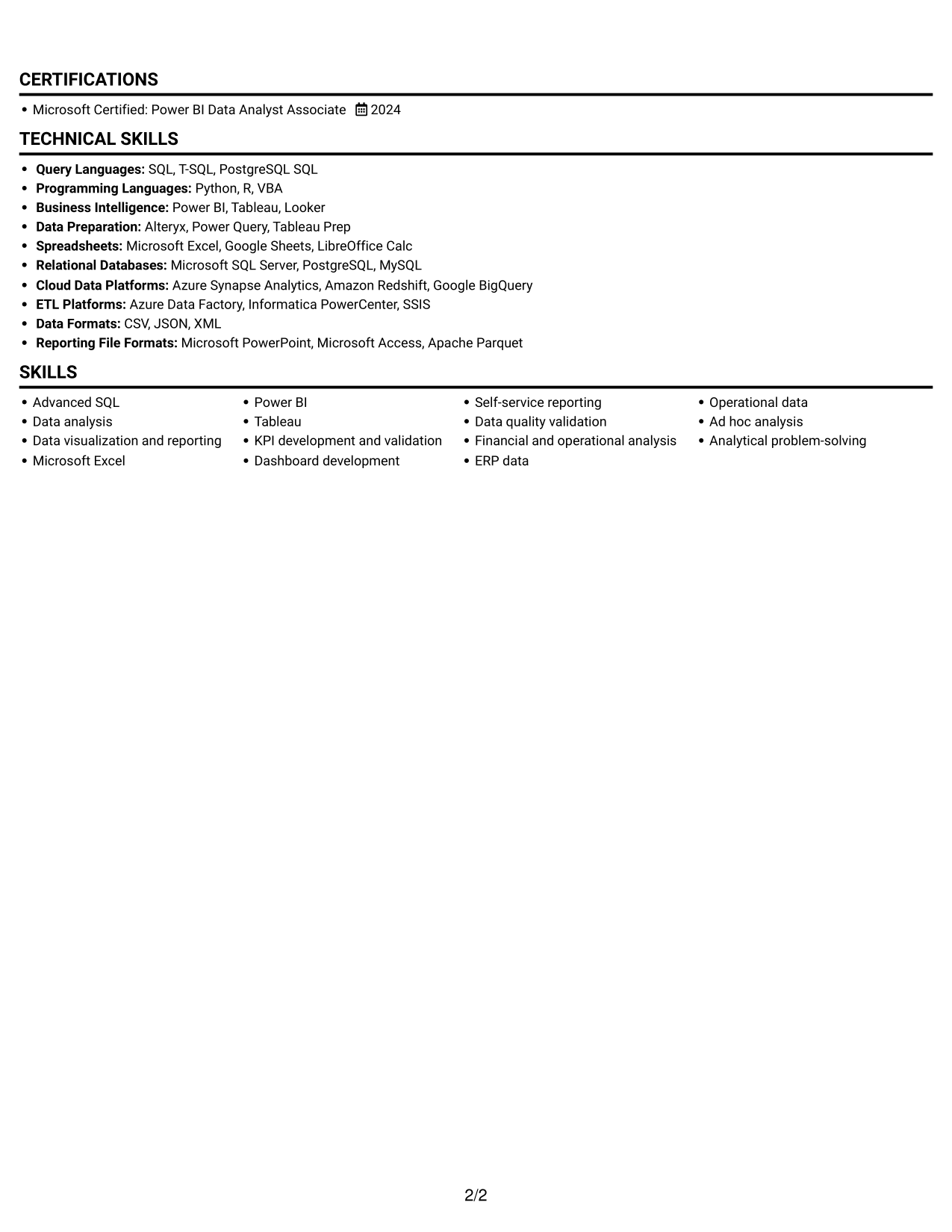 Resume example — page 2