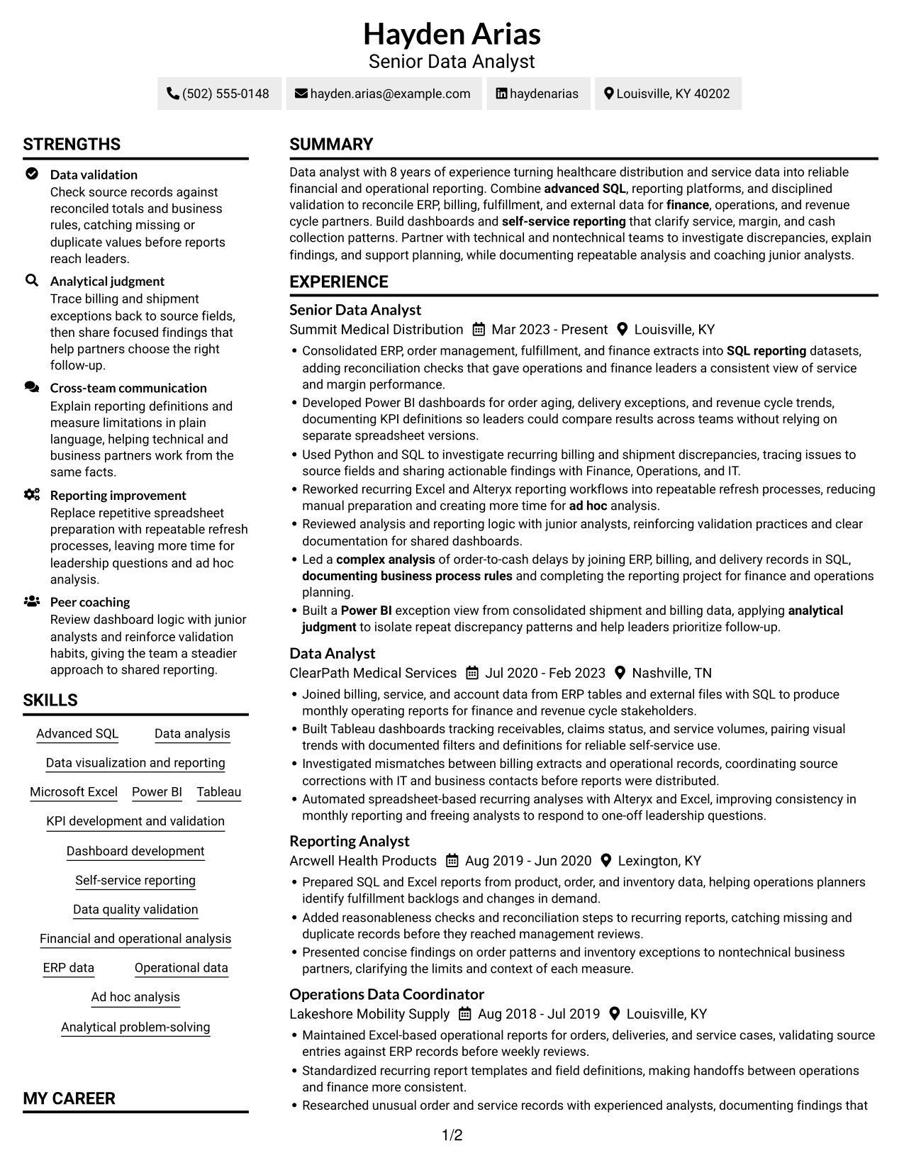 Resume example — page 1