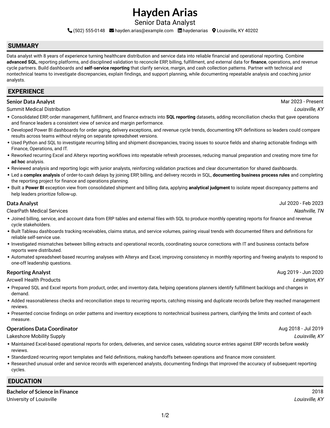 Resume example — page 1
