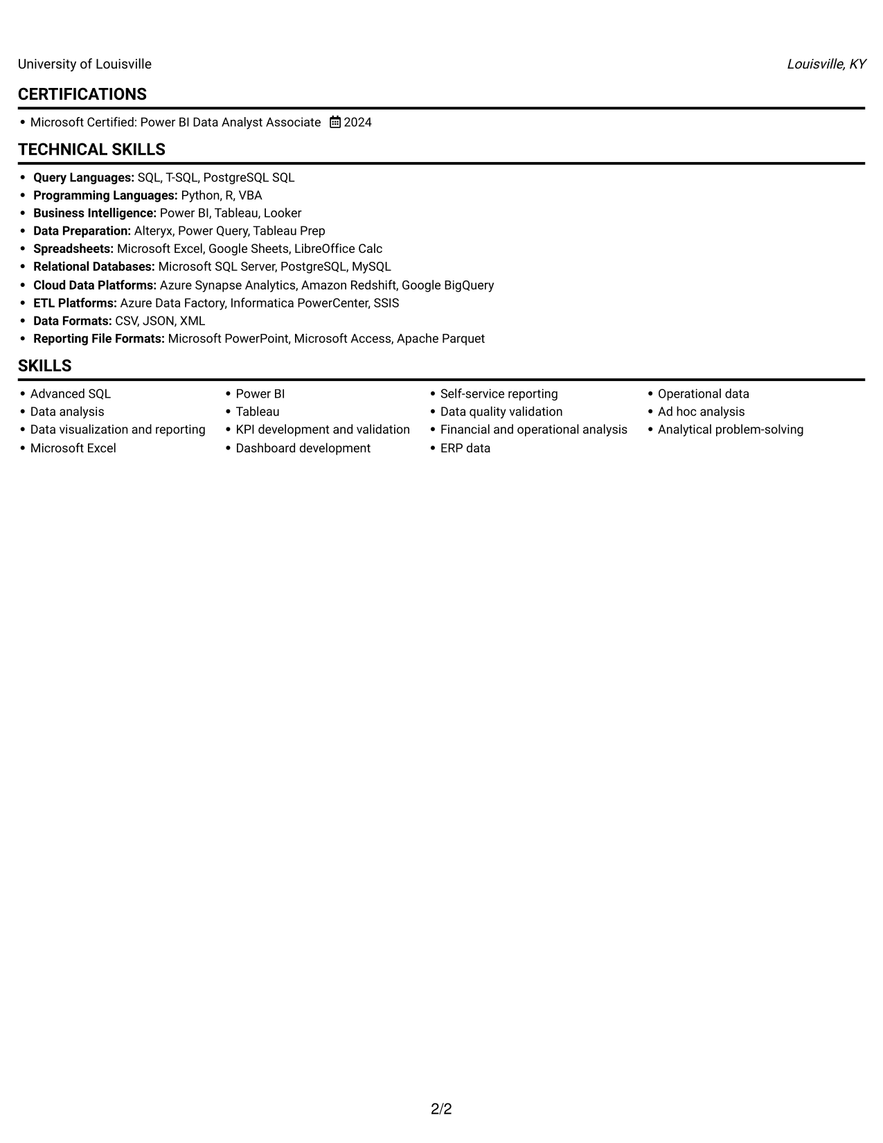 Resume example — page 2