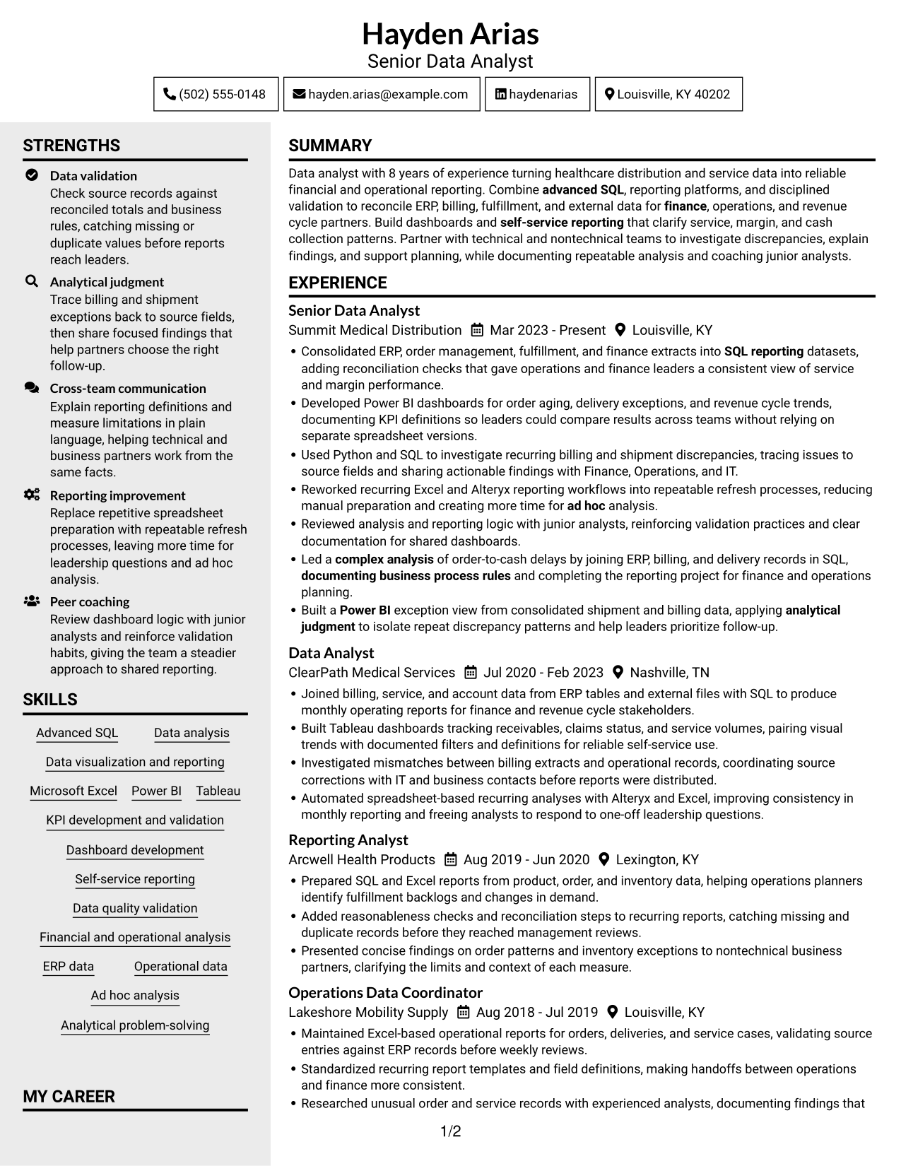 Resume example — page 1
