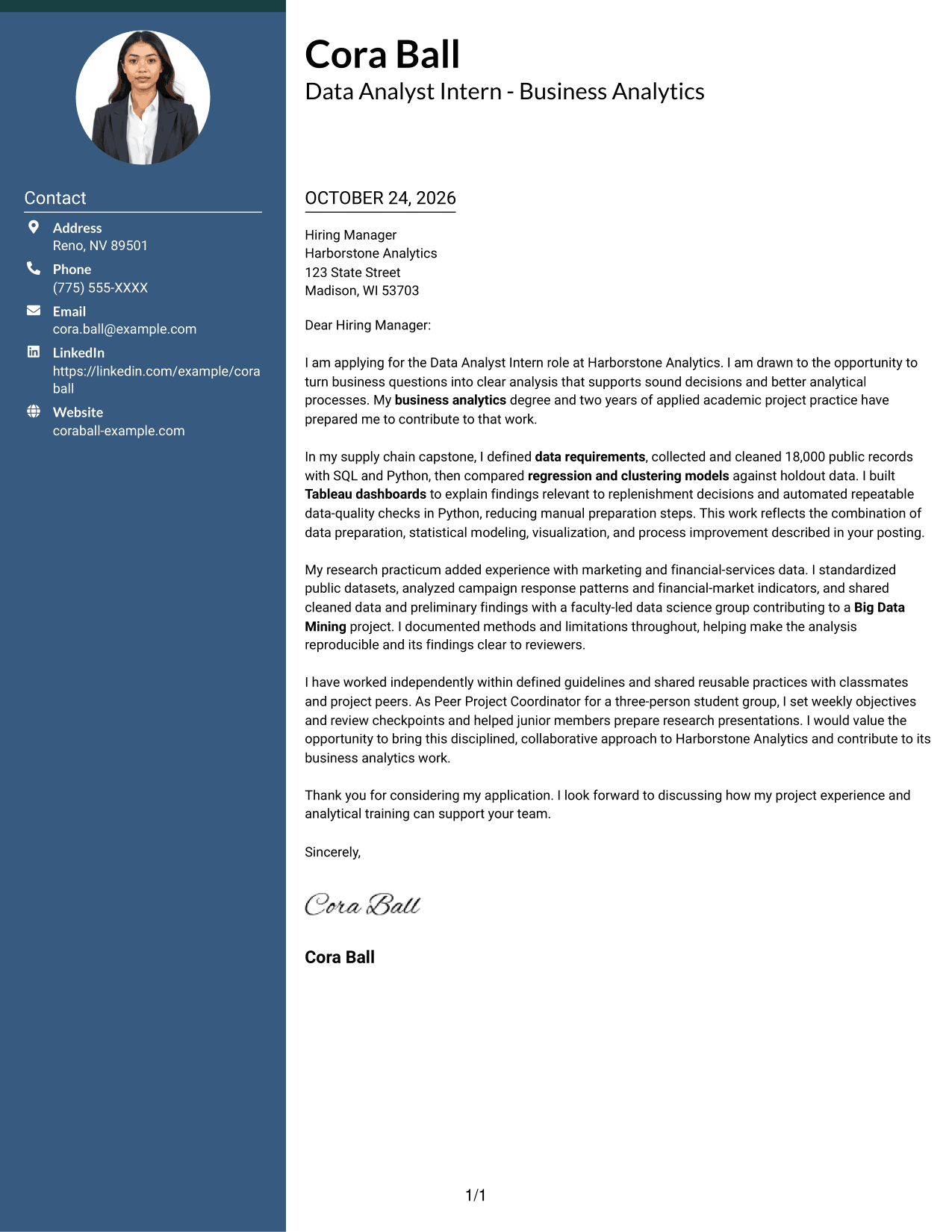 Cover letter example — page 1