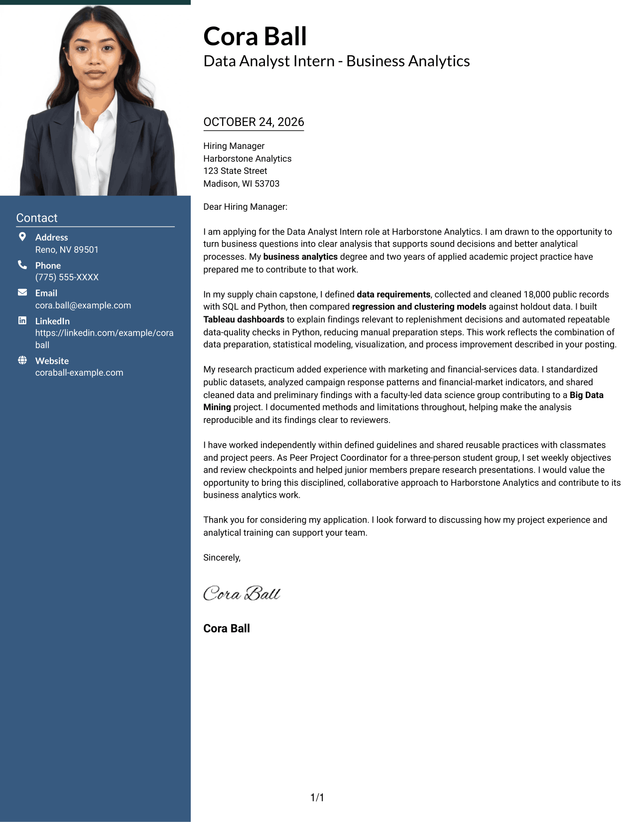 Cover letter example — page 1