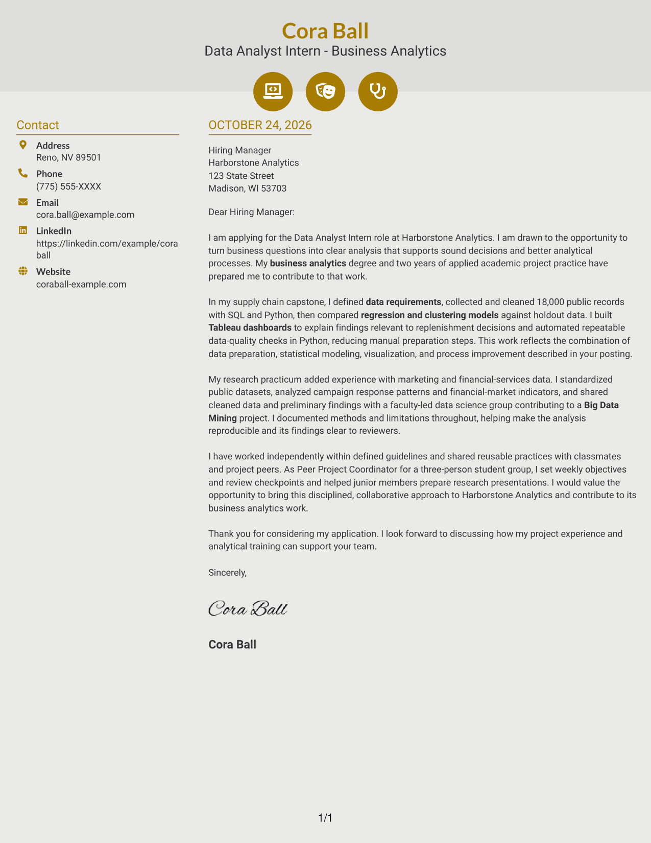 Cover letter example — page 1