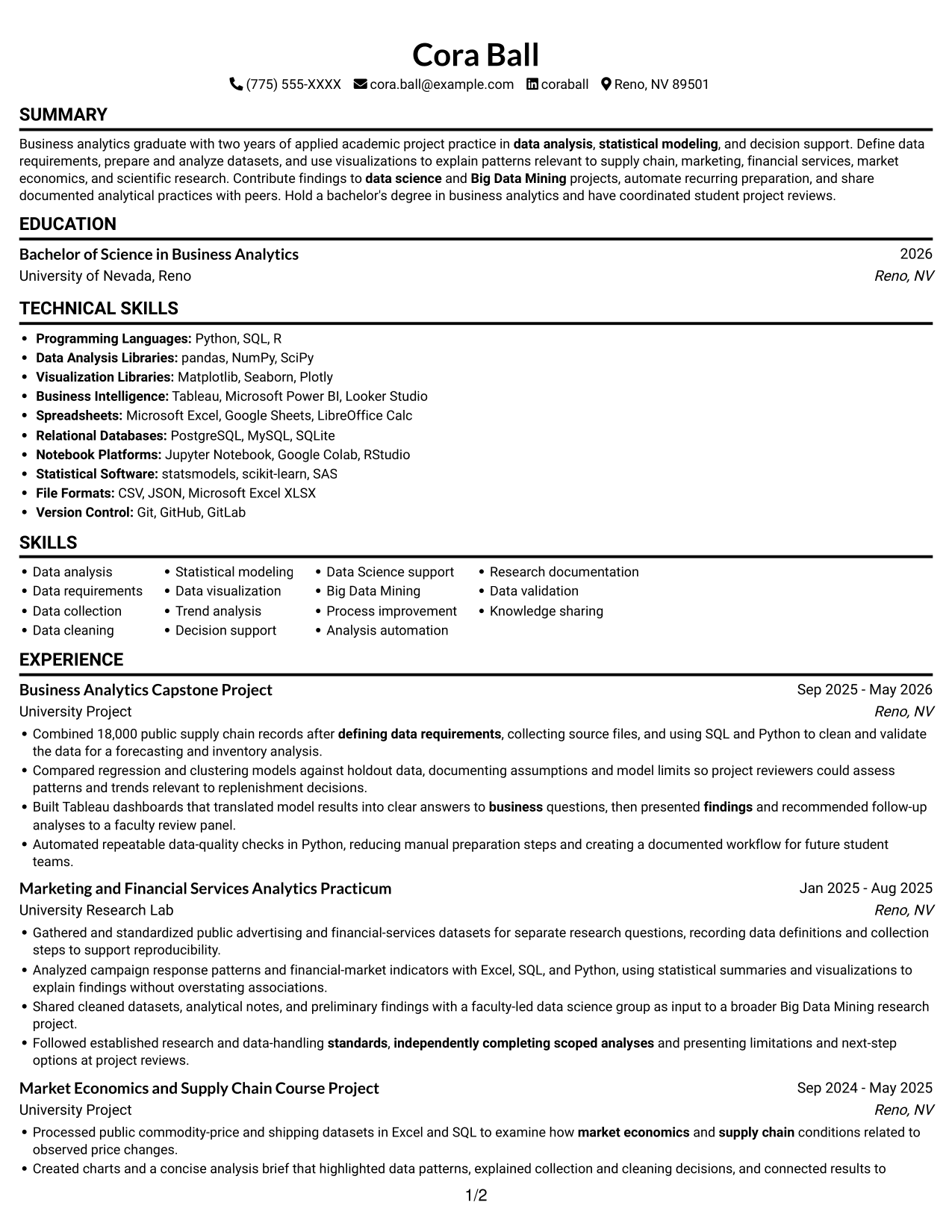 Resume example — page 1