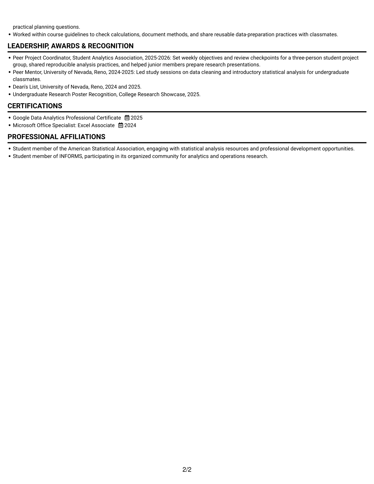 Resume example — page 2