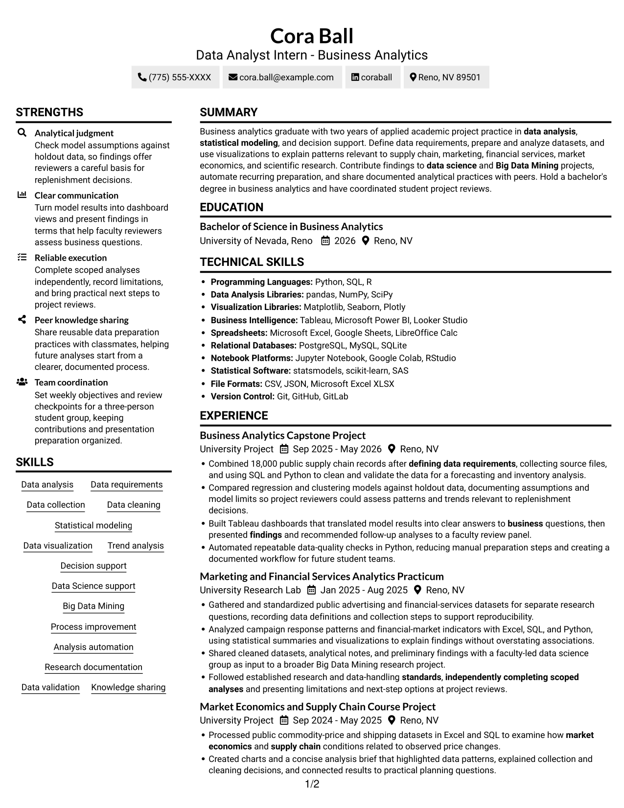Resume example — page 1