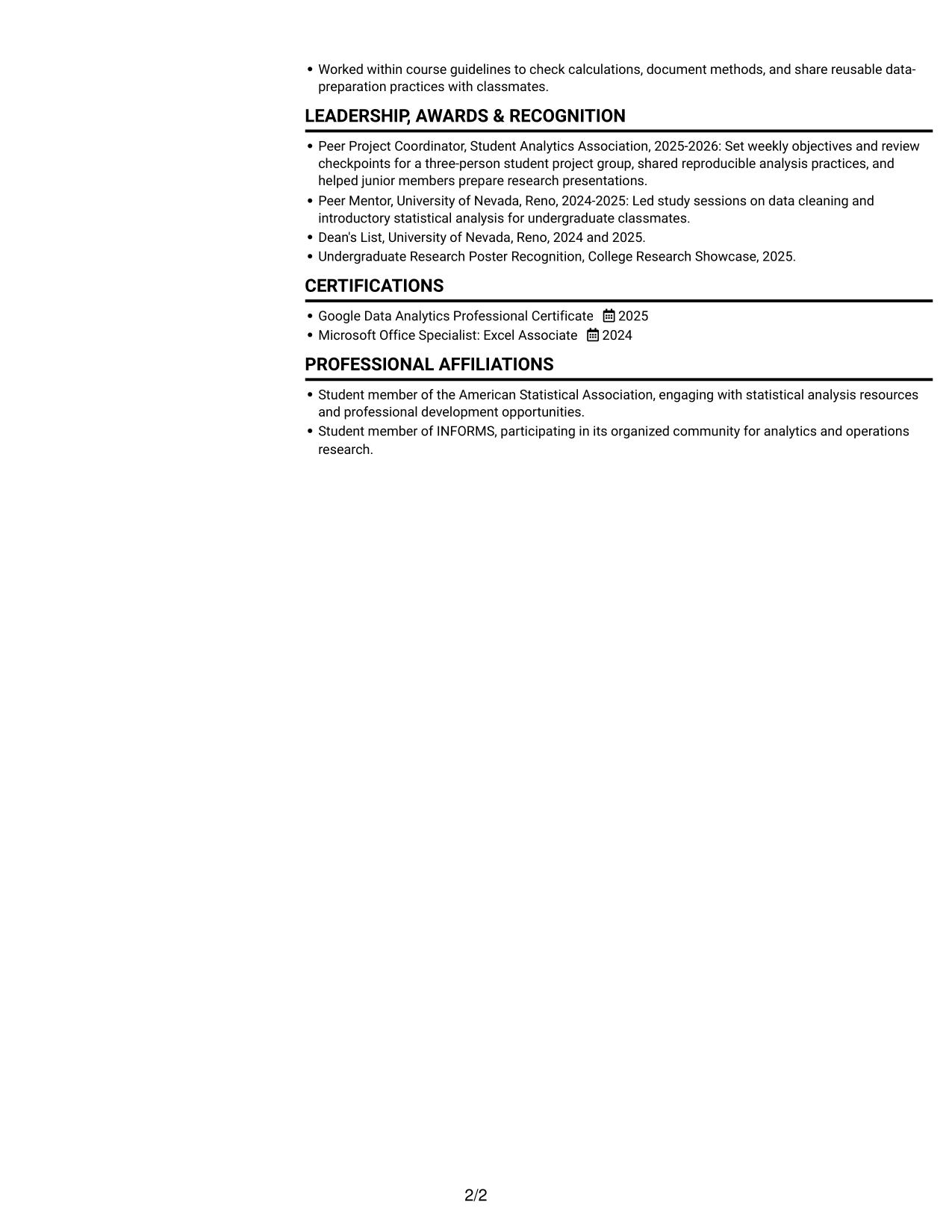 Resume example — page 2