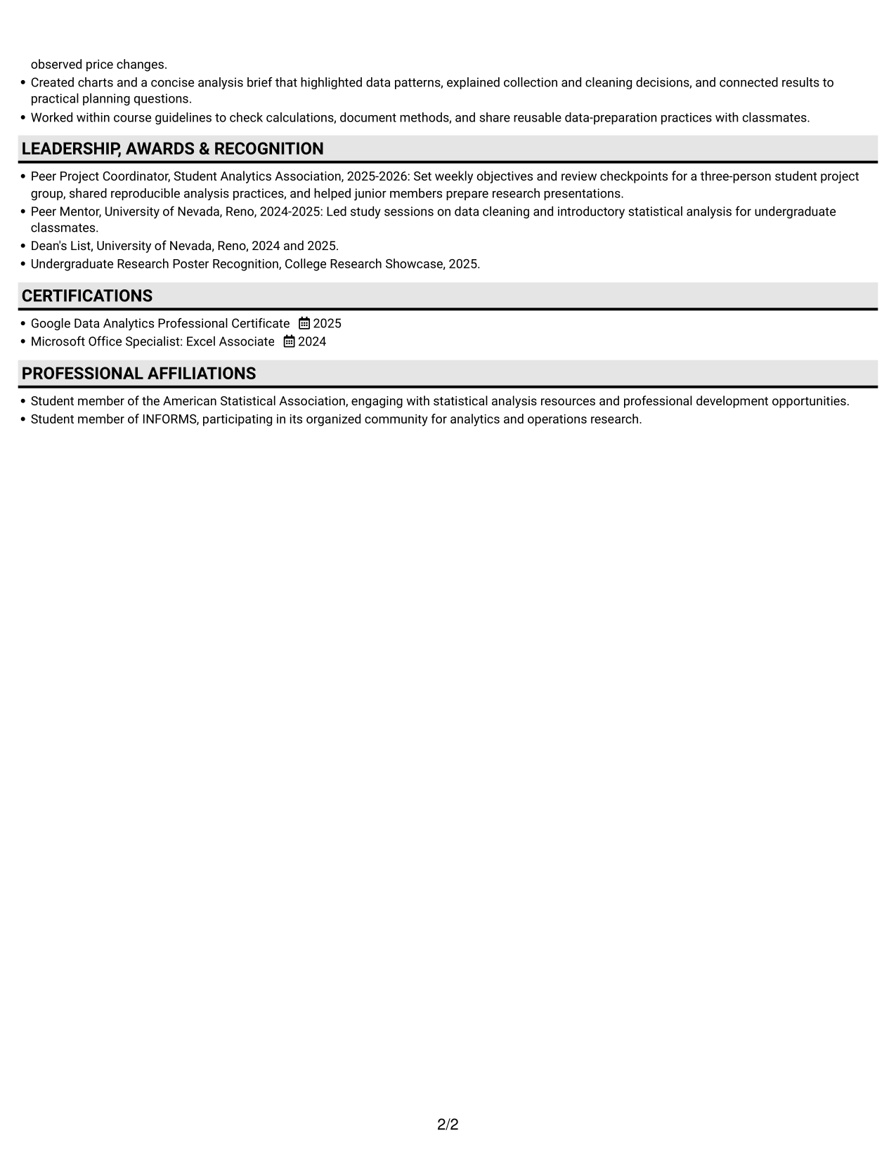 Resume example — page 2