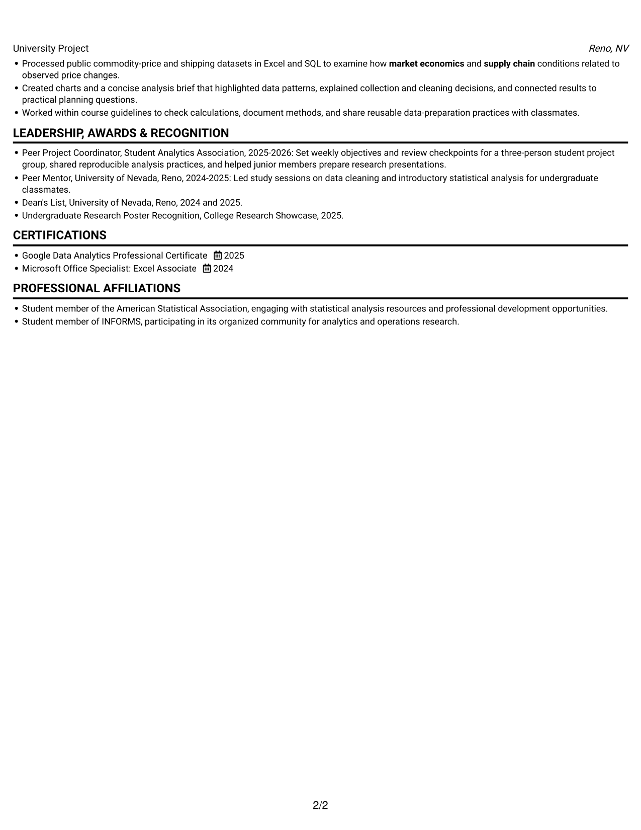 Resume example — page 2