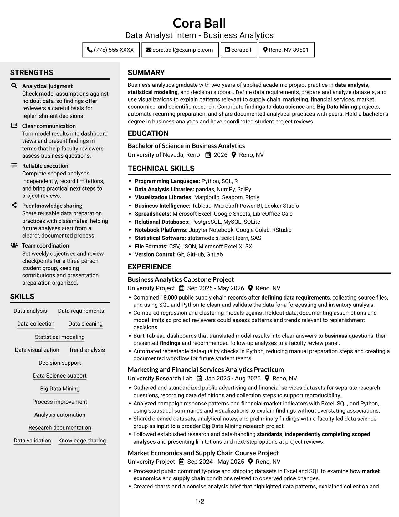 Resume example — page 1