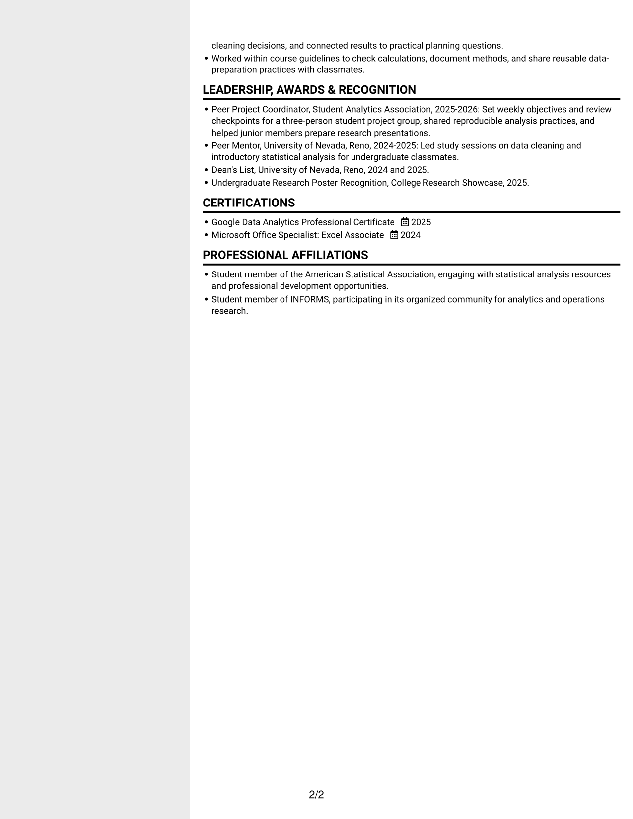 Resume example — page 2