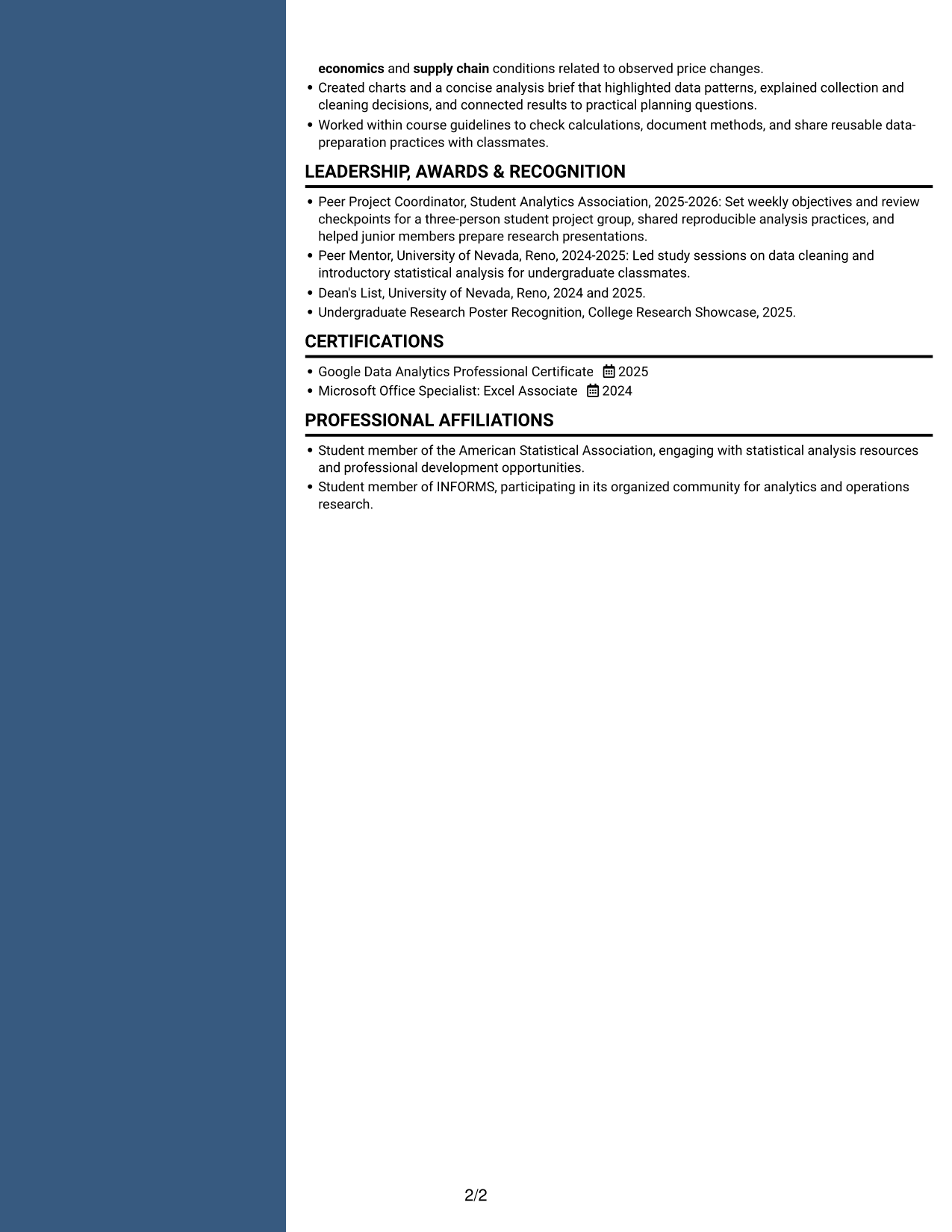 Resume example — page 2