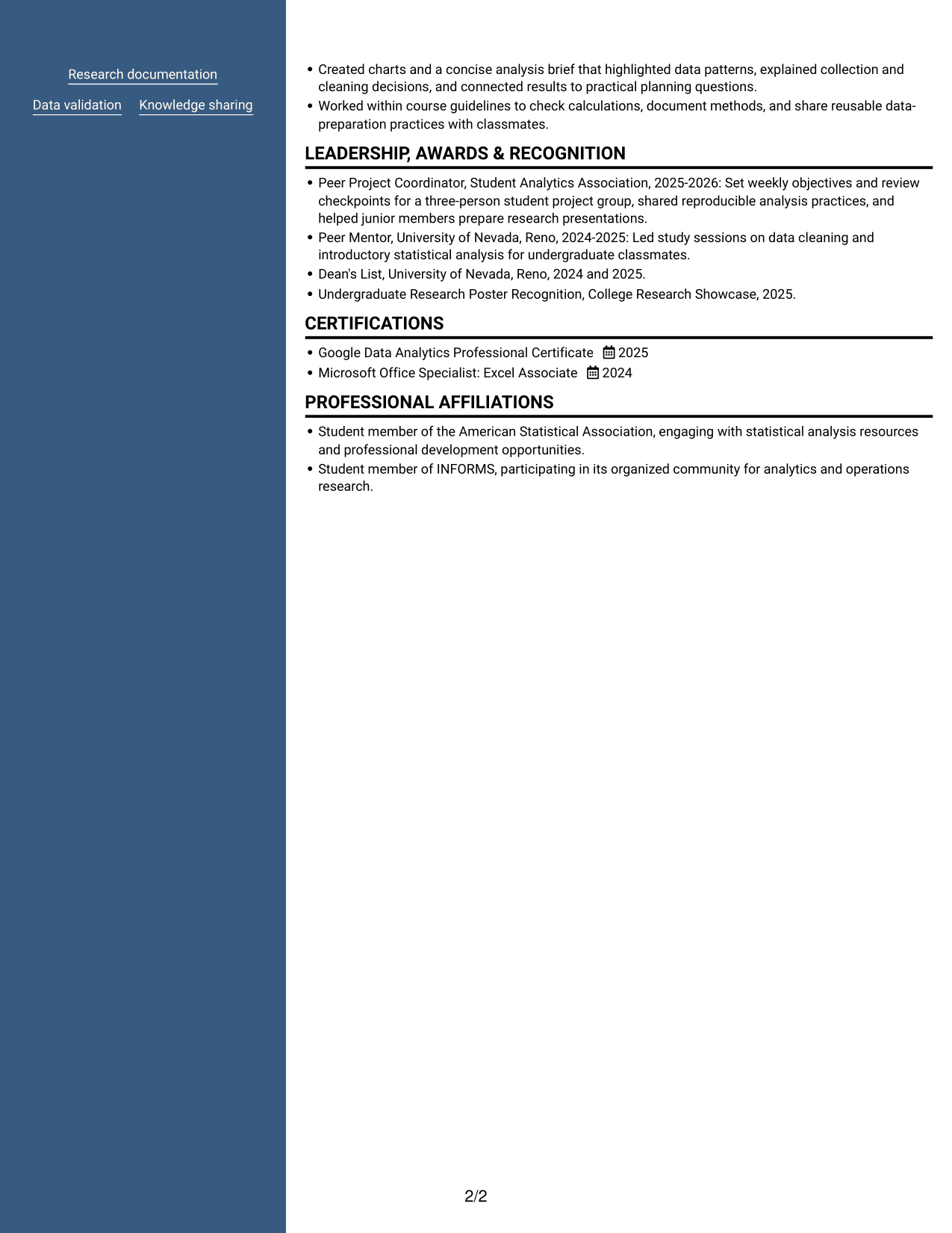 Resume example — page 2
