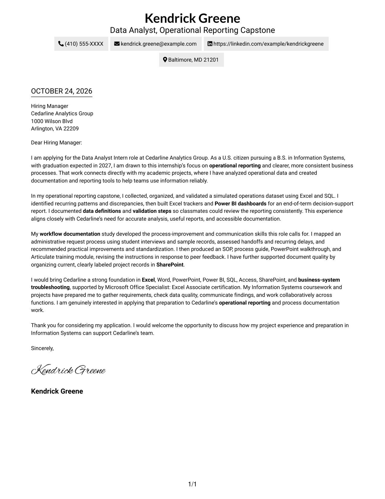 Cover letter example — page 1
