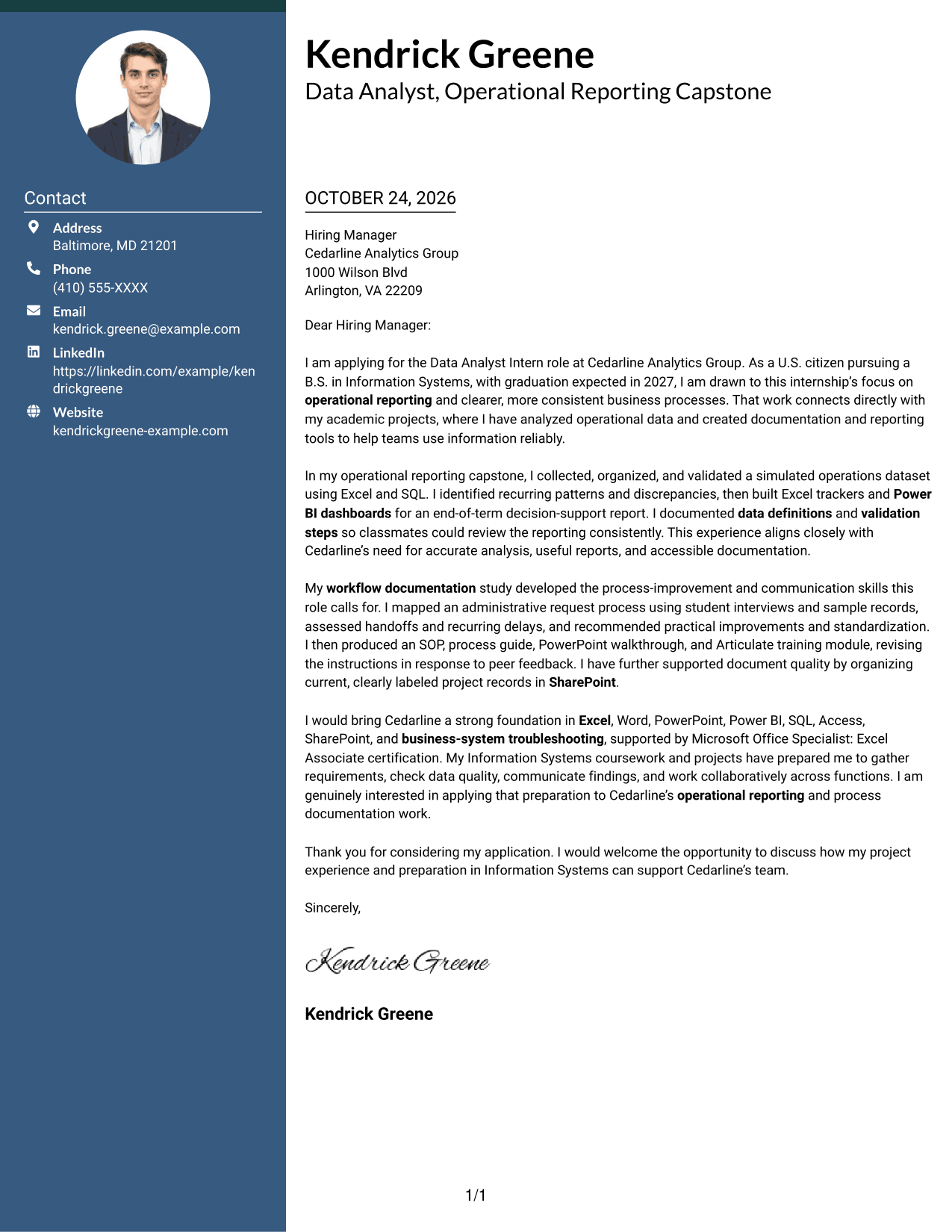 Cover letter example — page 1