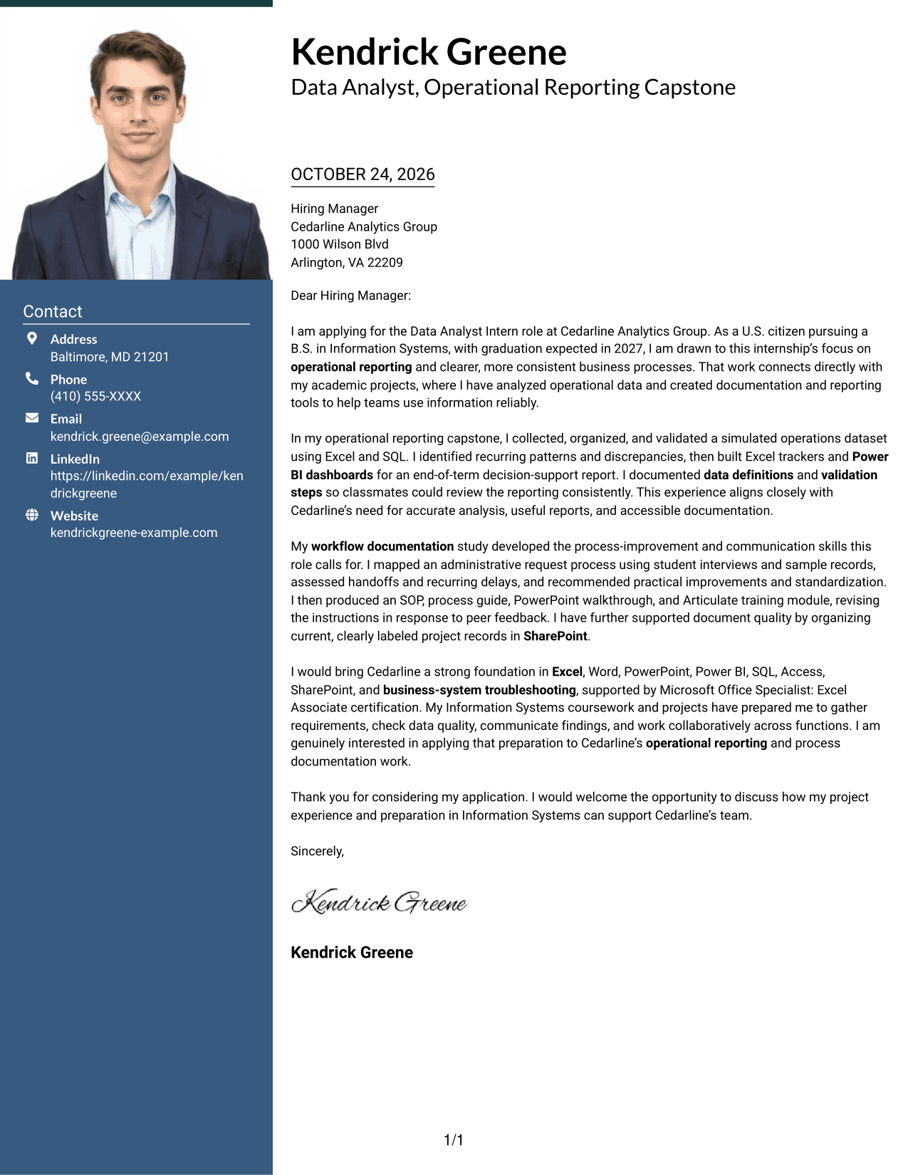 Cover letter example — page 1
